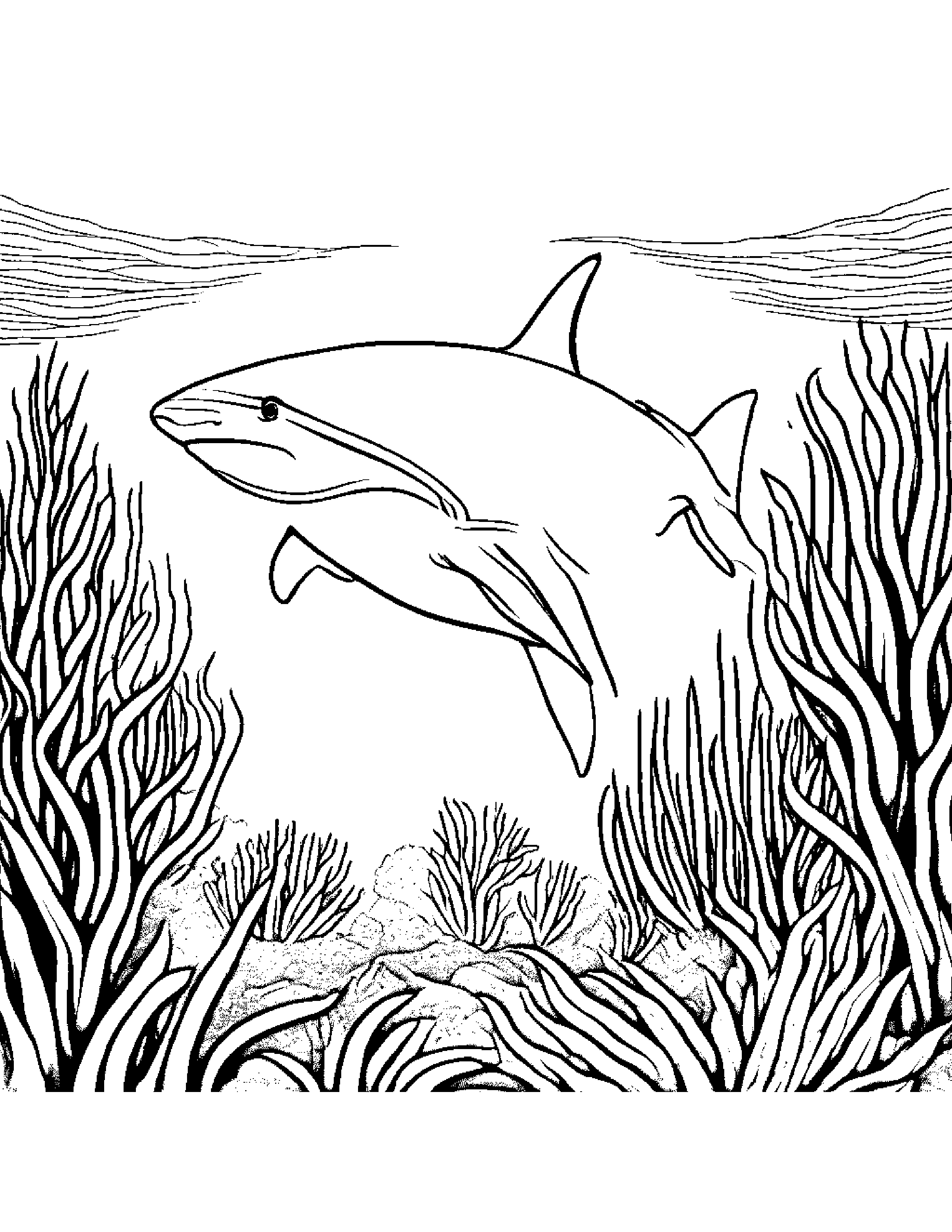 Hammerhead Shark Guarding The Reef Coloring Page (Free Printable PDF)