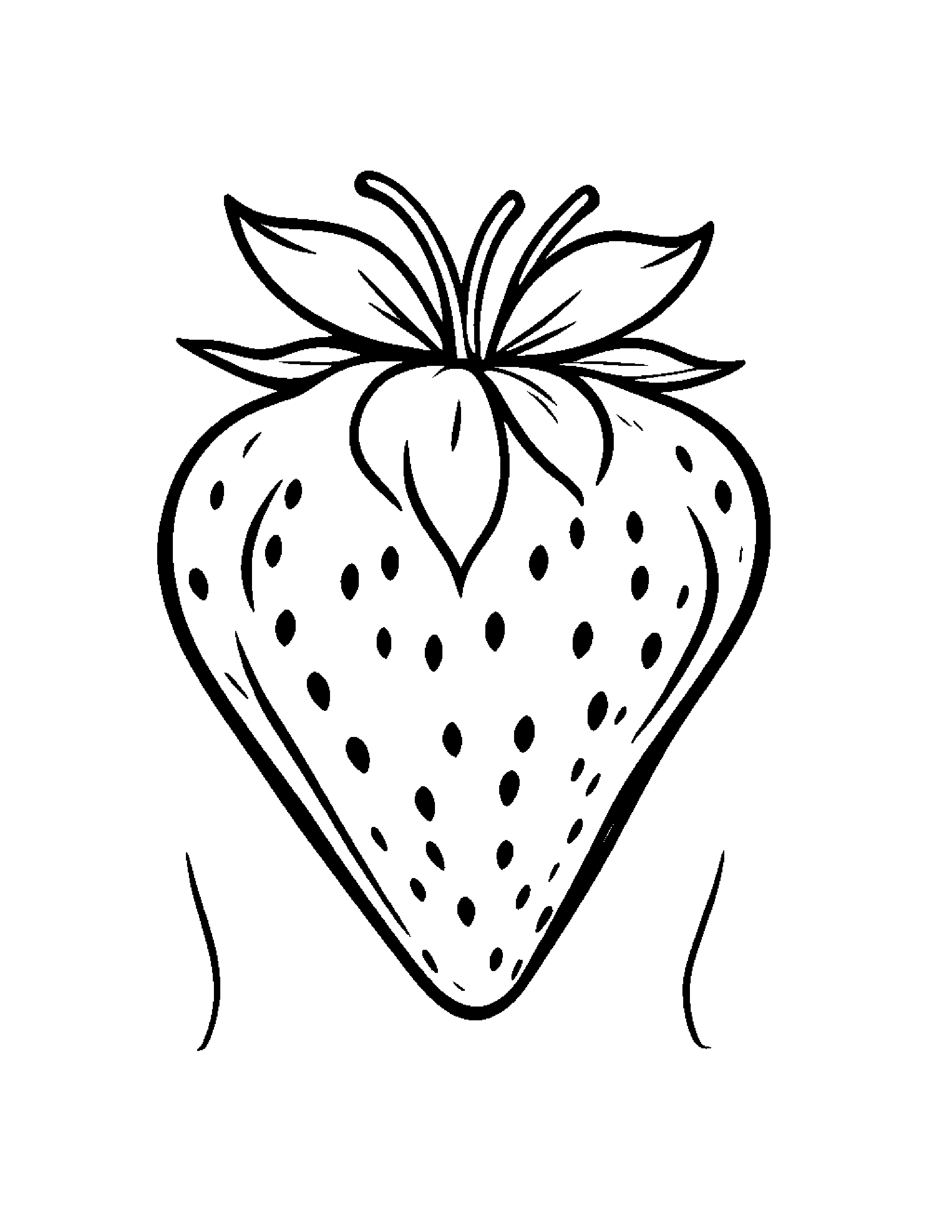 Strawberry With A Bow #2 Coloring Page (Free Printable PDF)