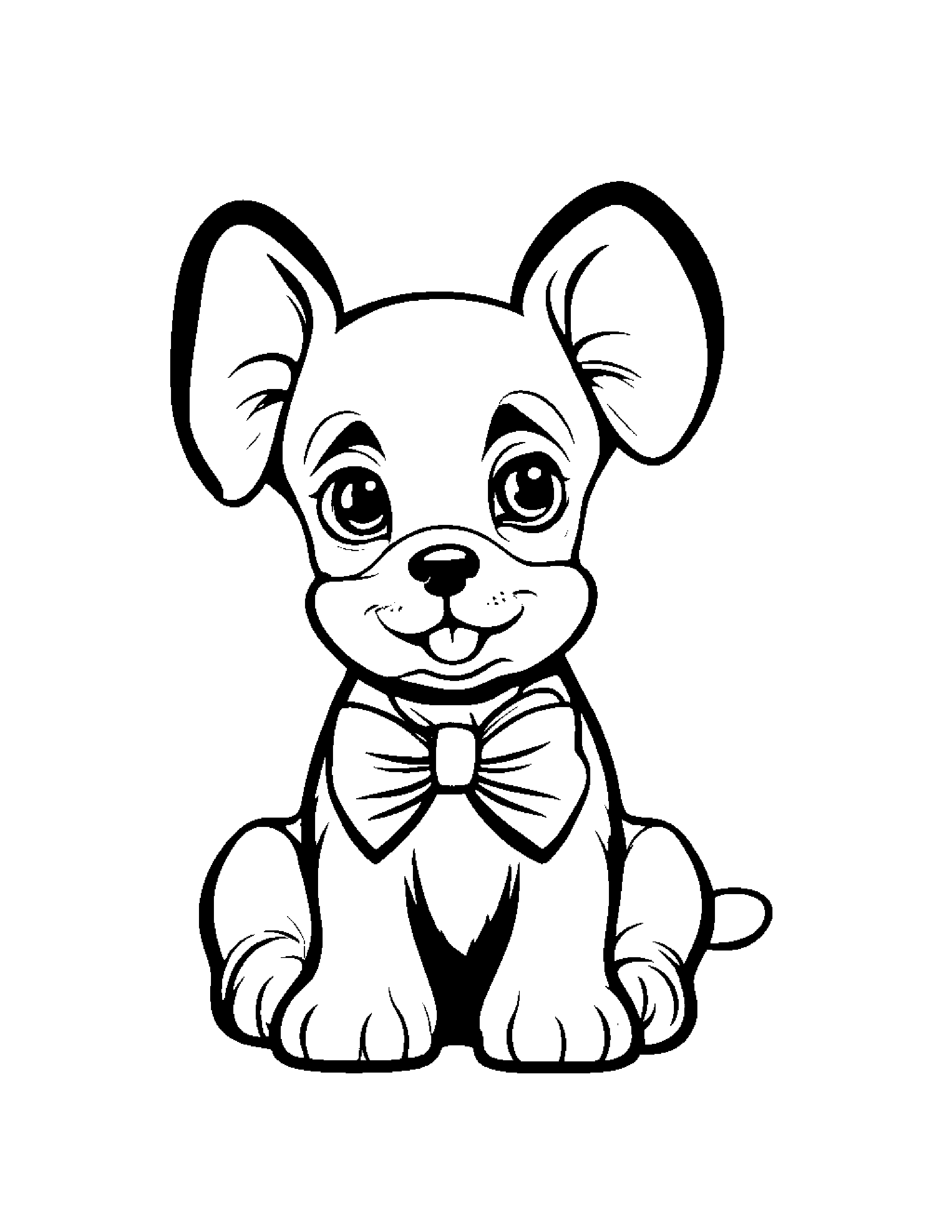 Tiny Puppy With A Bow #2 Coloring Page (Free Printable PDF)