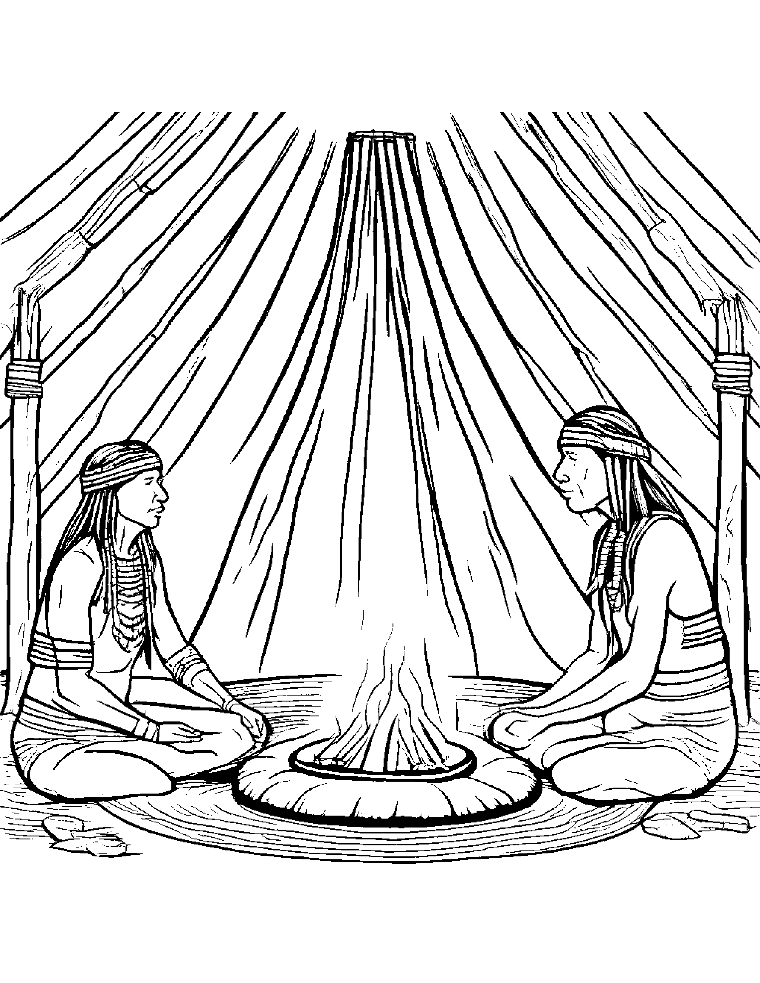 A Native American Sweat Lodge Ceremony Coloring Page (Free Printable PDF)
