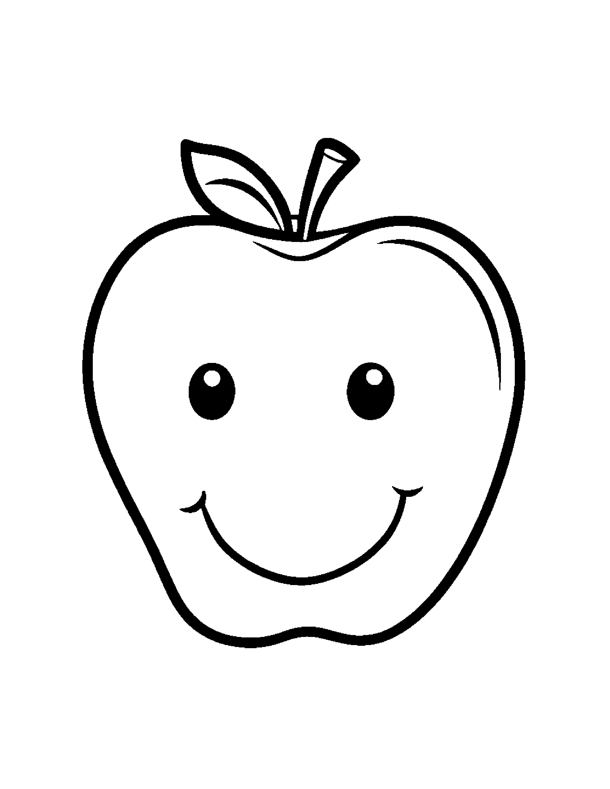Kawaii Apple With A Bow #2 Coloring Page (Free Printable PDF)