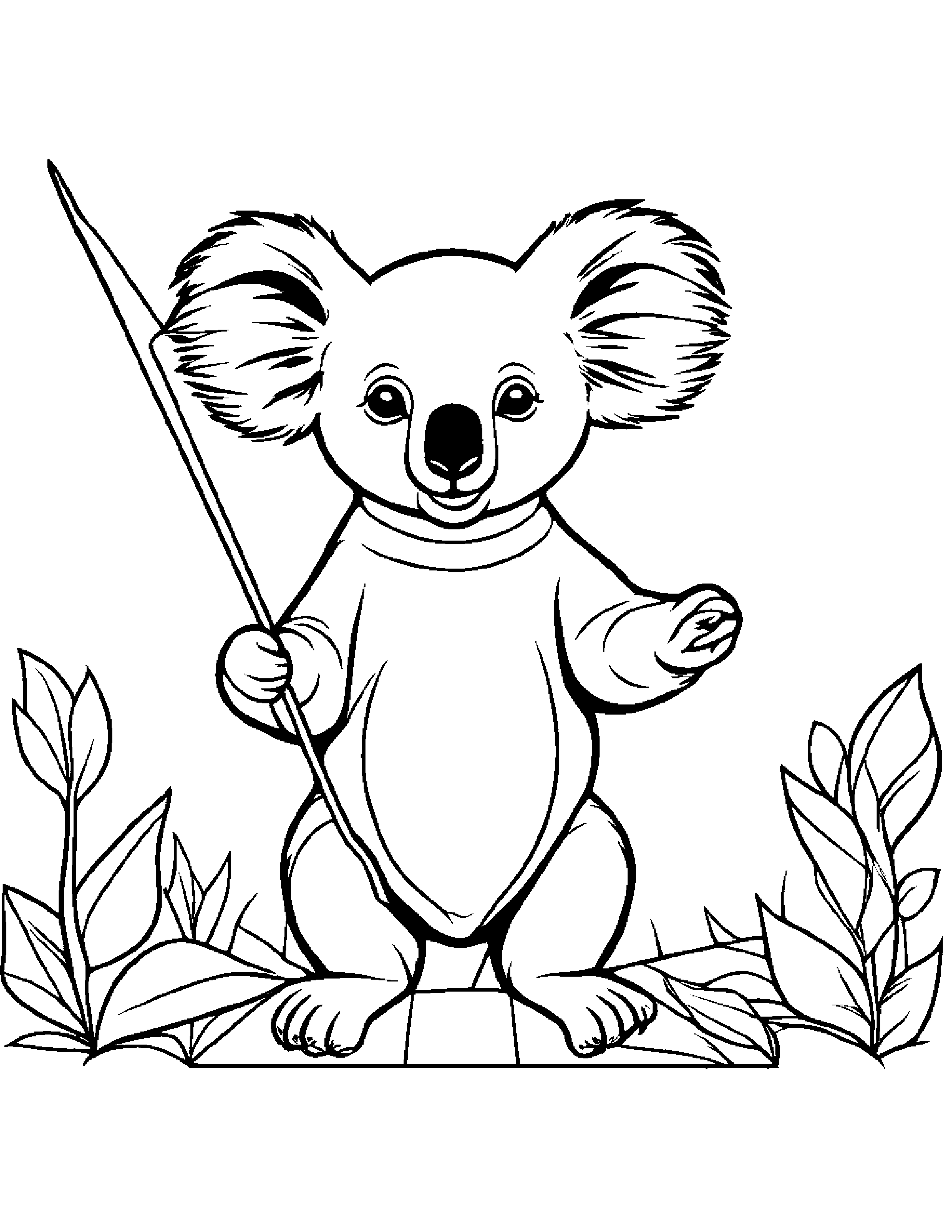 Koala With A Kite #2 Coloring Page (Free Printable PDF)