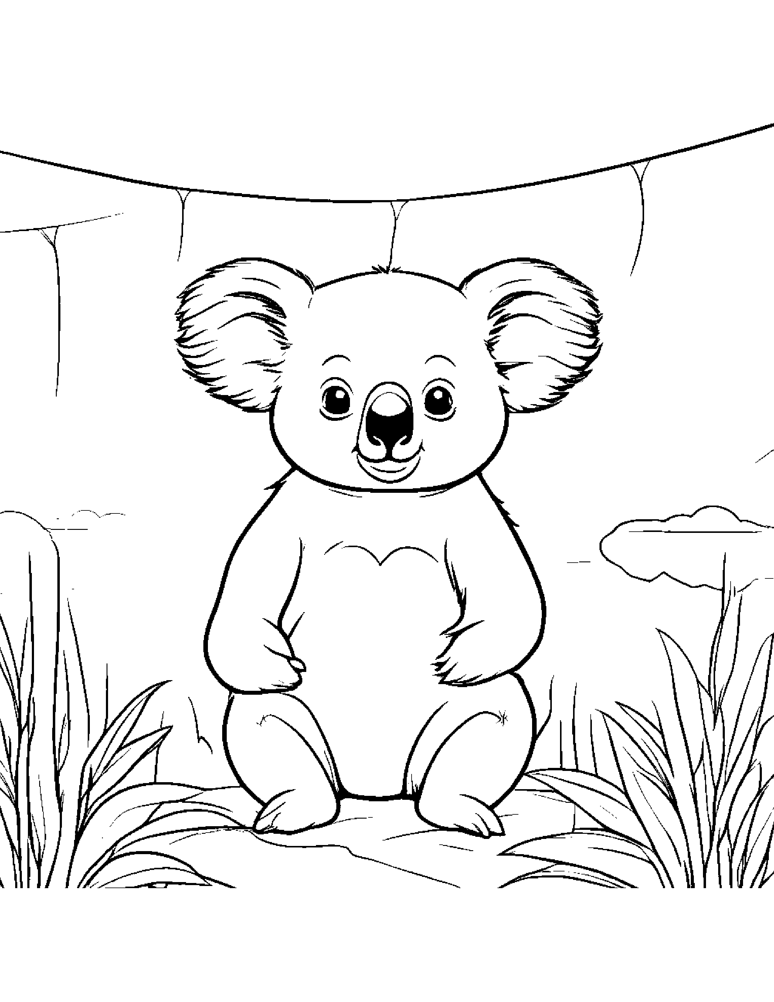 Koala With A Kite Coloring Page (Free Printable PDF)