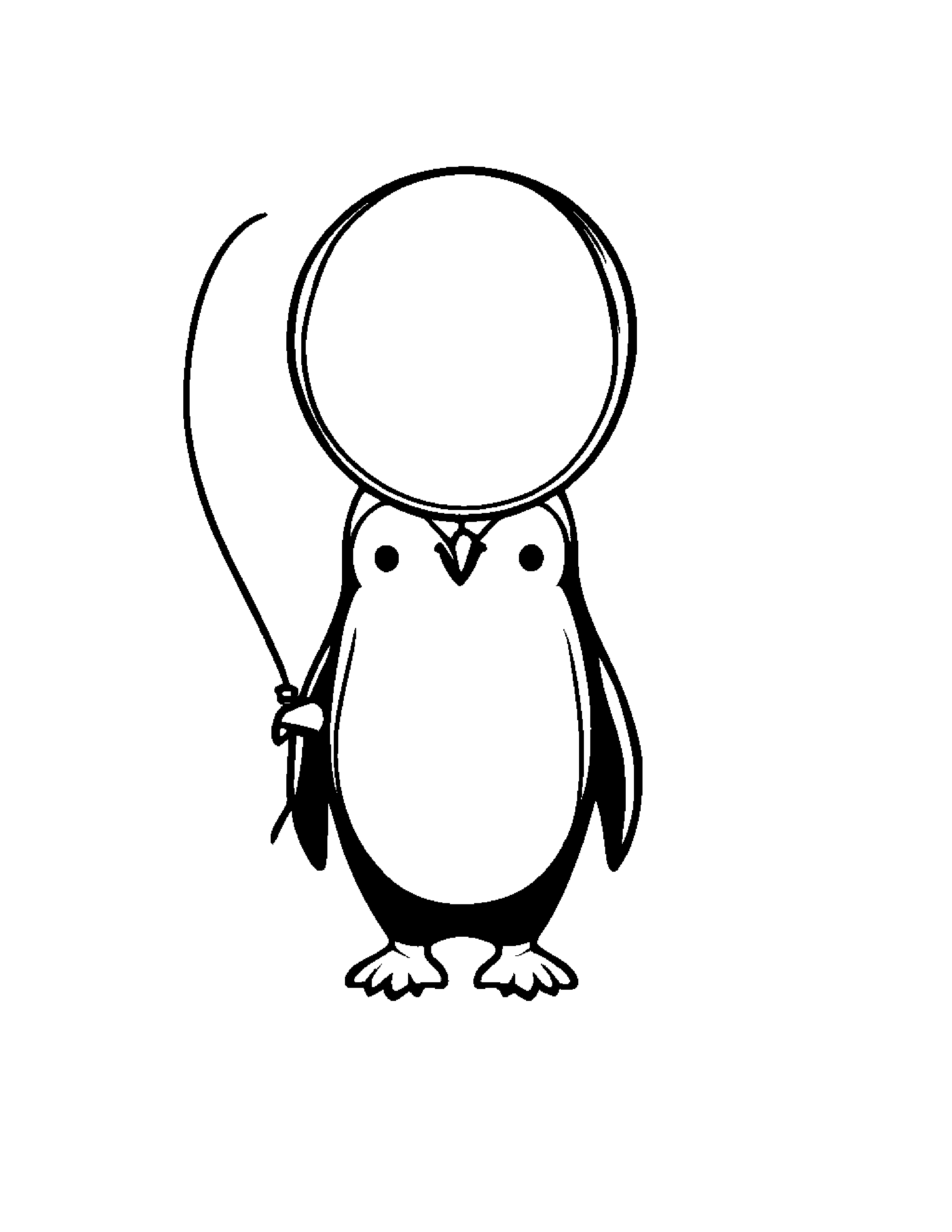 Penguin With Balloon #2 Coloring Page (Free Printable PDF)