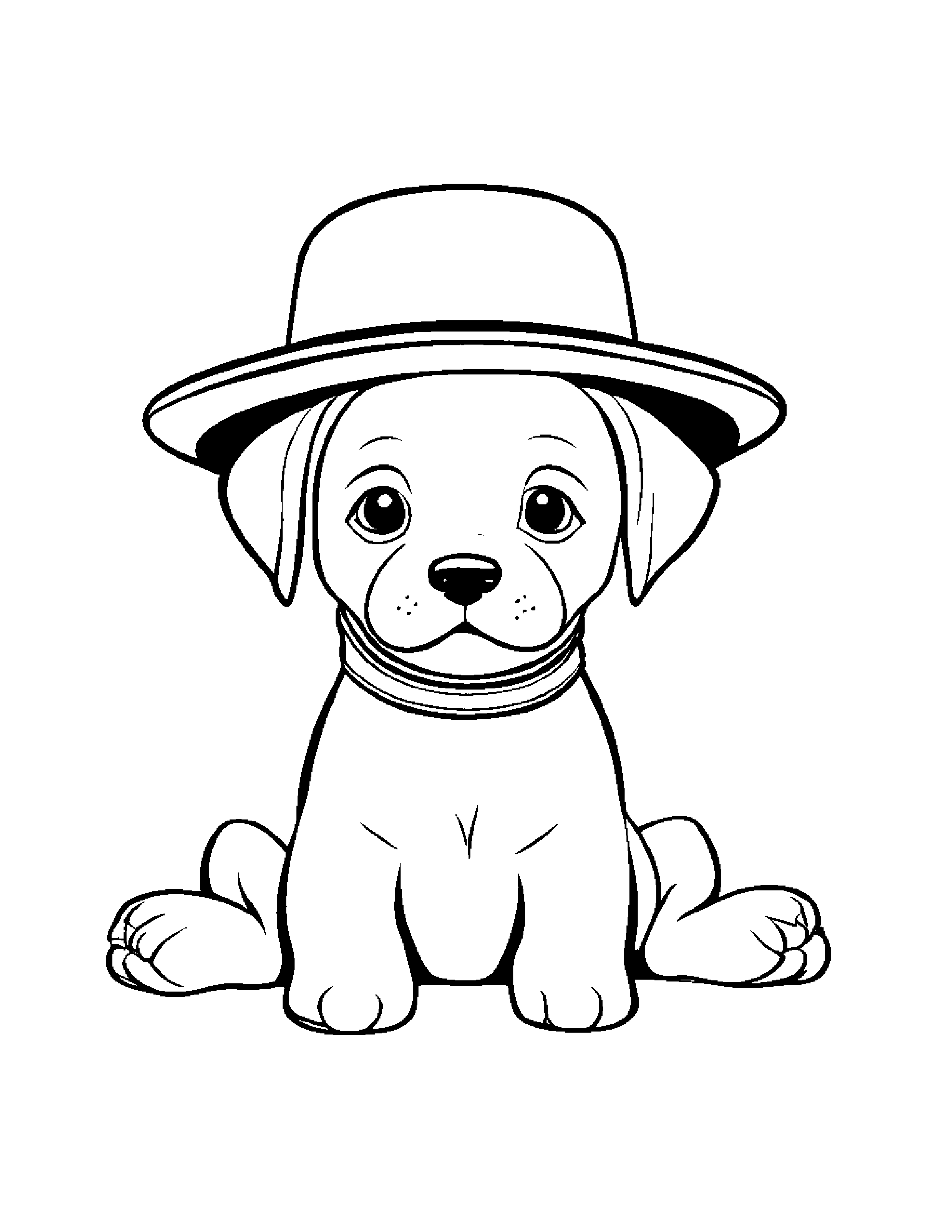 Puppy Wearing A Hat Coloring Page (Free Printable PDF)