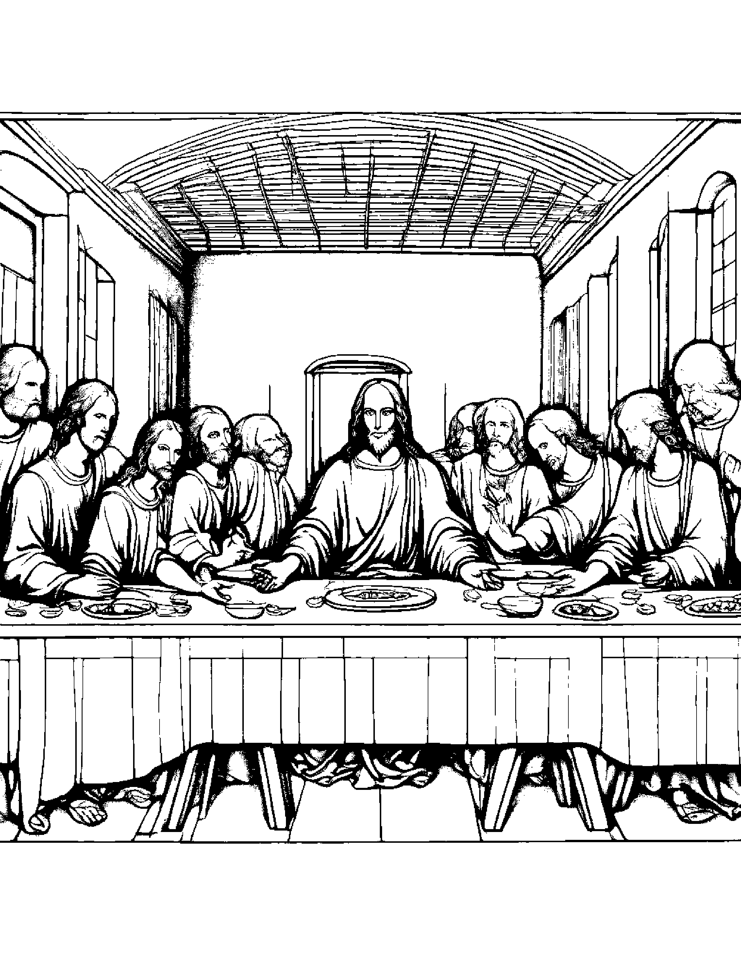 The Last Supper By Leonardo Da Vinci Coloring Page (Free Printable PDF)