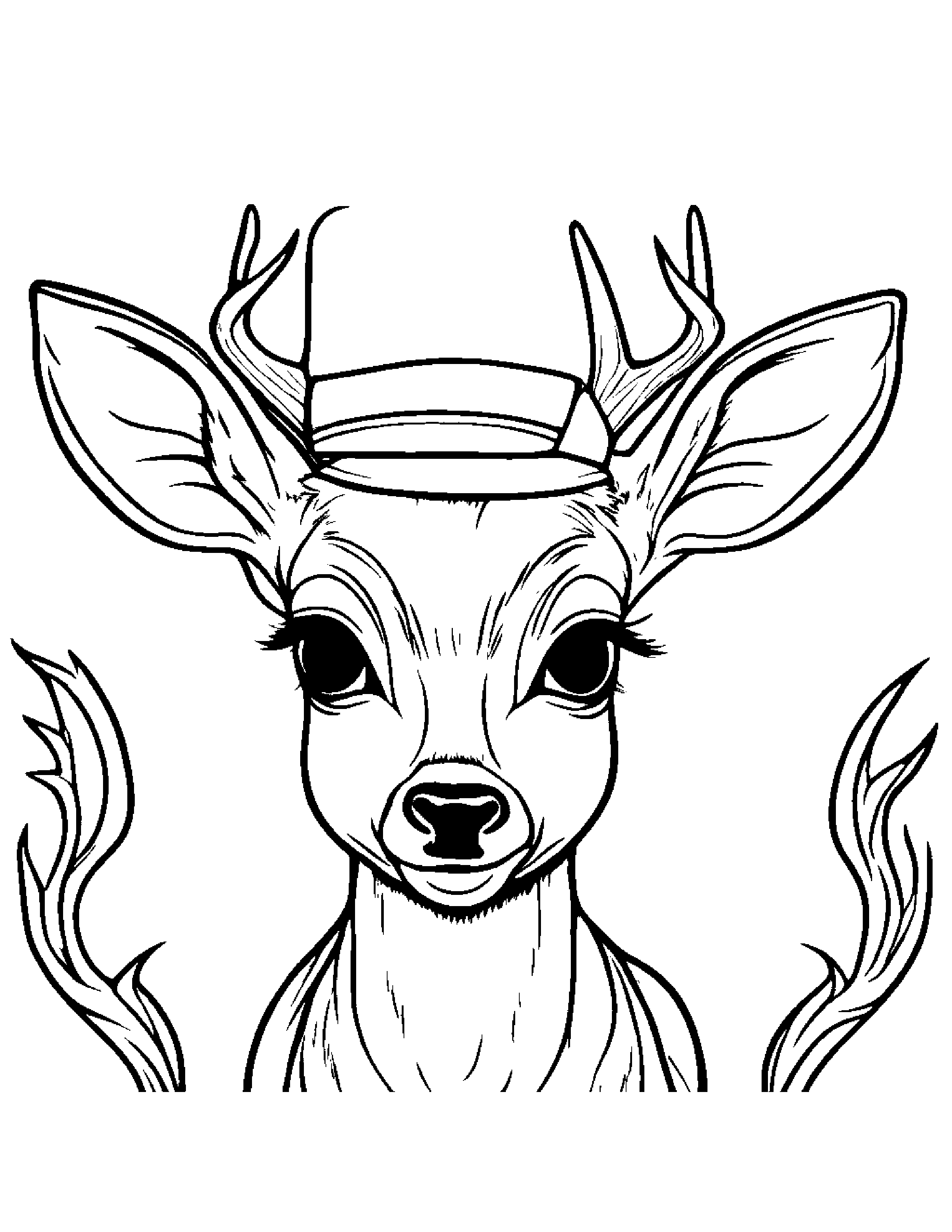 Deer Fawn Wearing A Hat #2 Coloring Page (Free Printable PDF)
