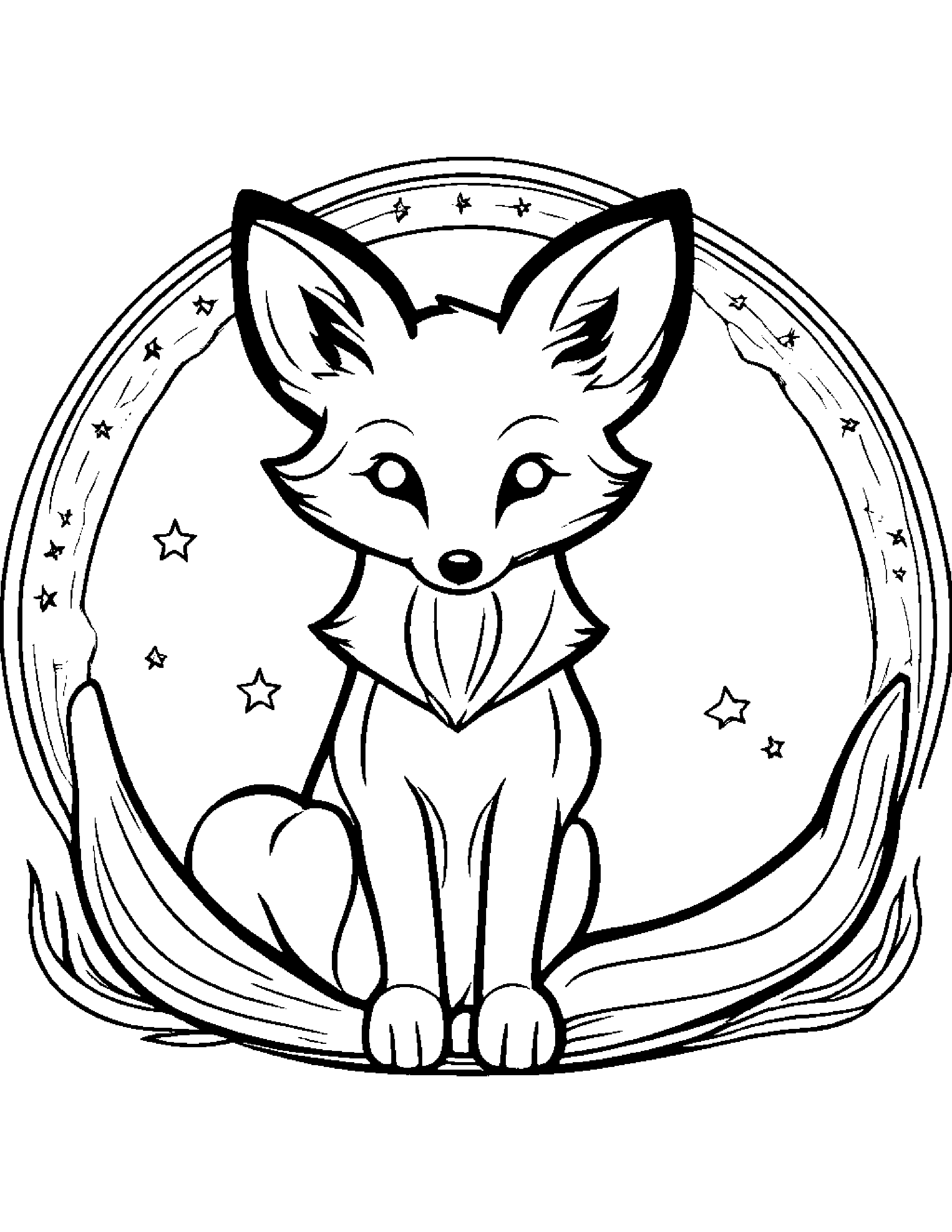 Gentle Fox With A Star #2 Coloring Page (Free Printable PDF)