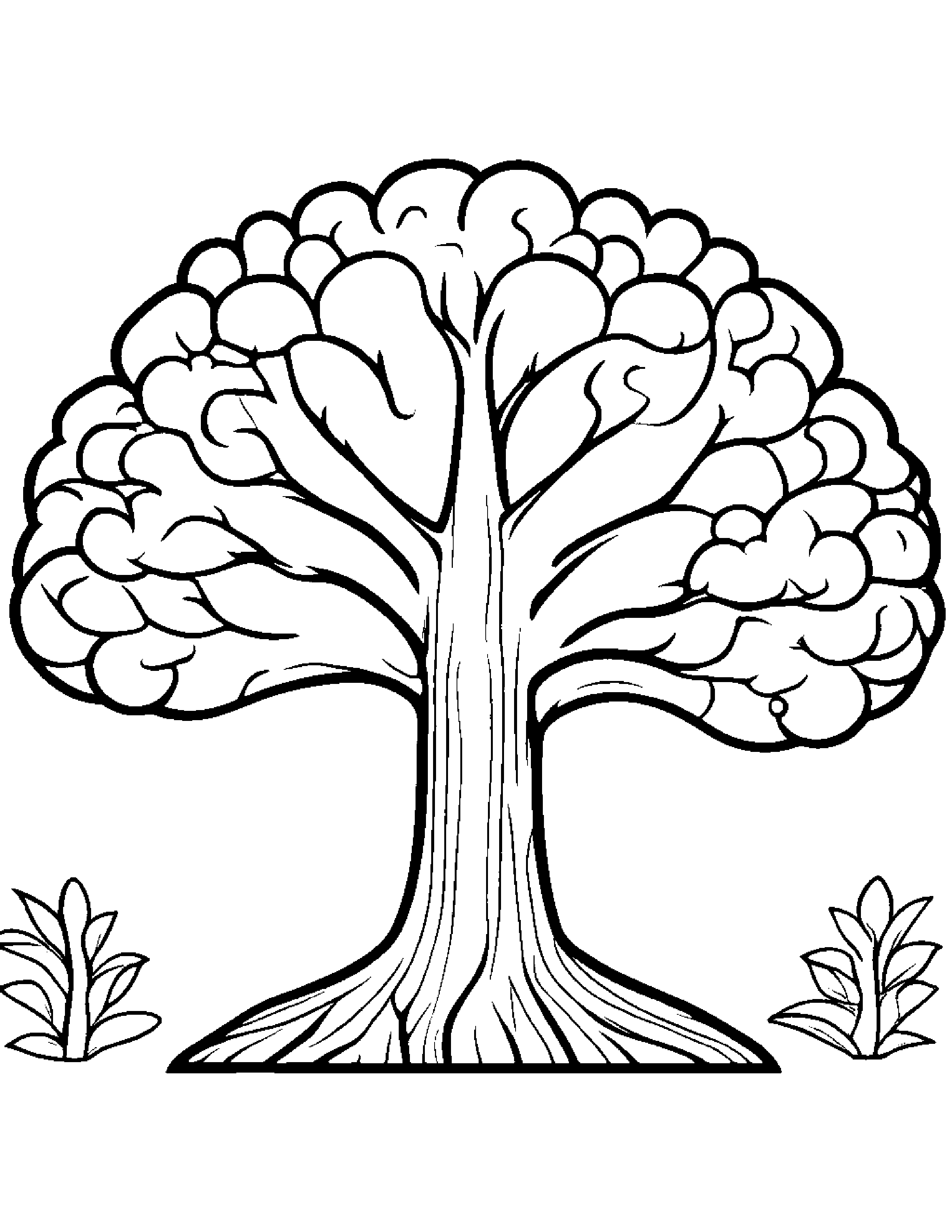Kawaii Tree #2 Coloring Page (Free Printable PDF)