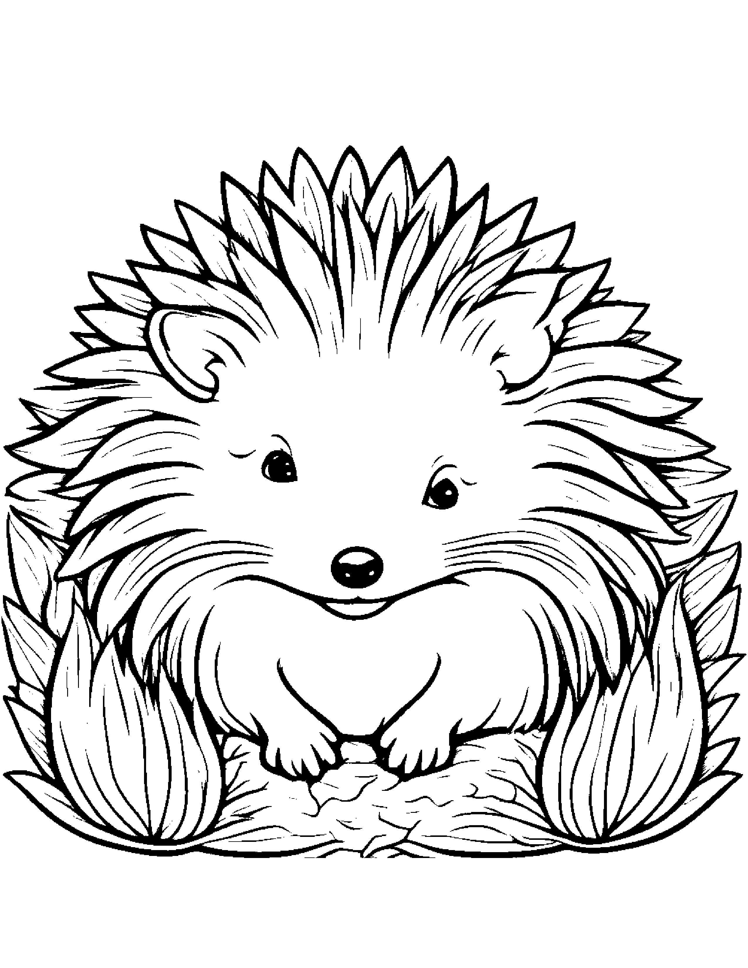Sleepy Hedgehog #2 Coloring Page (Free Printable PDF)