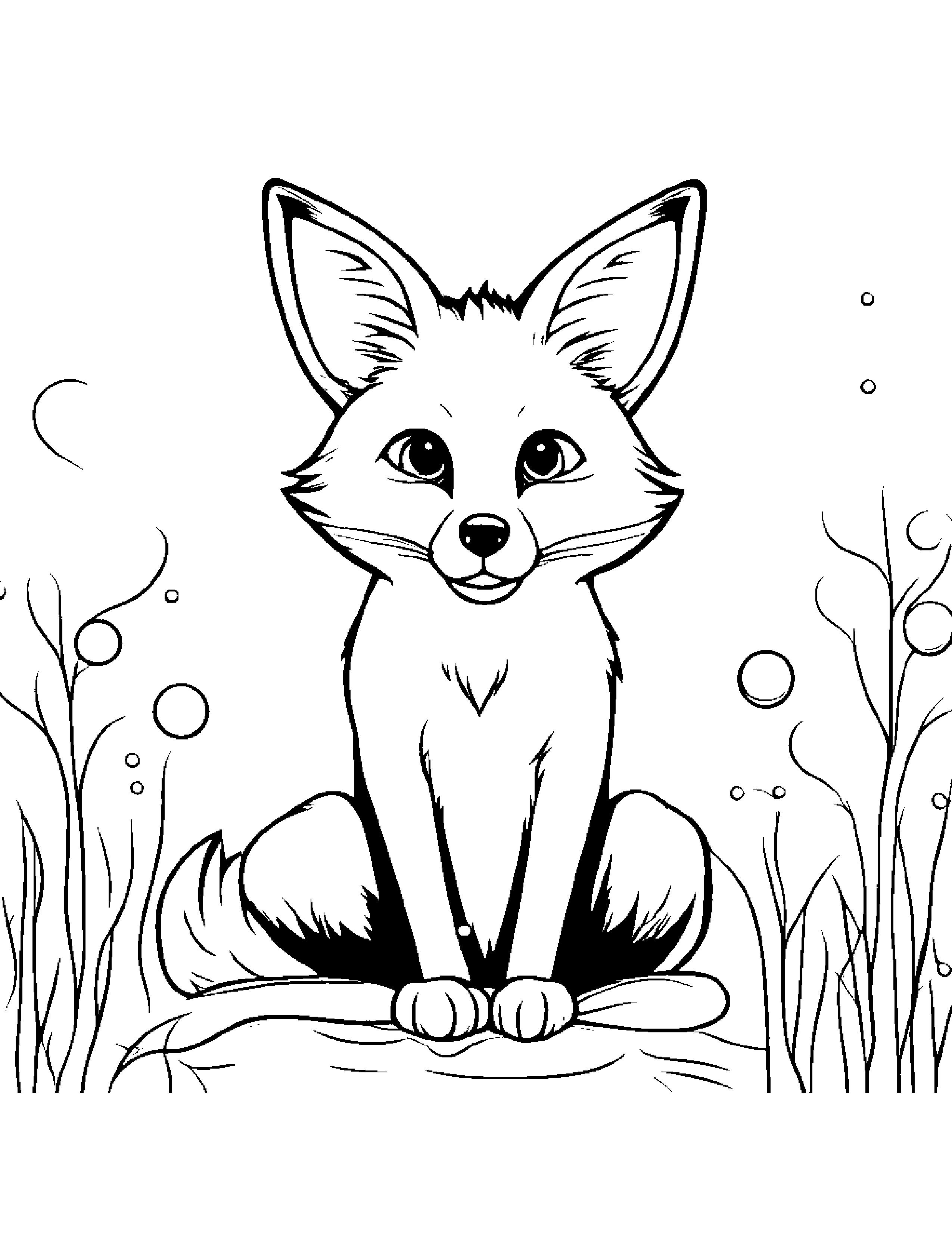 Fox Blowing Bubbles Coloring Page (Free Printable PDF)