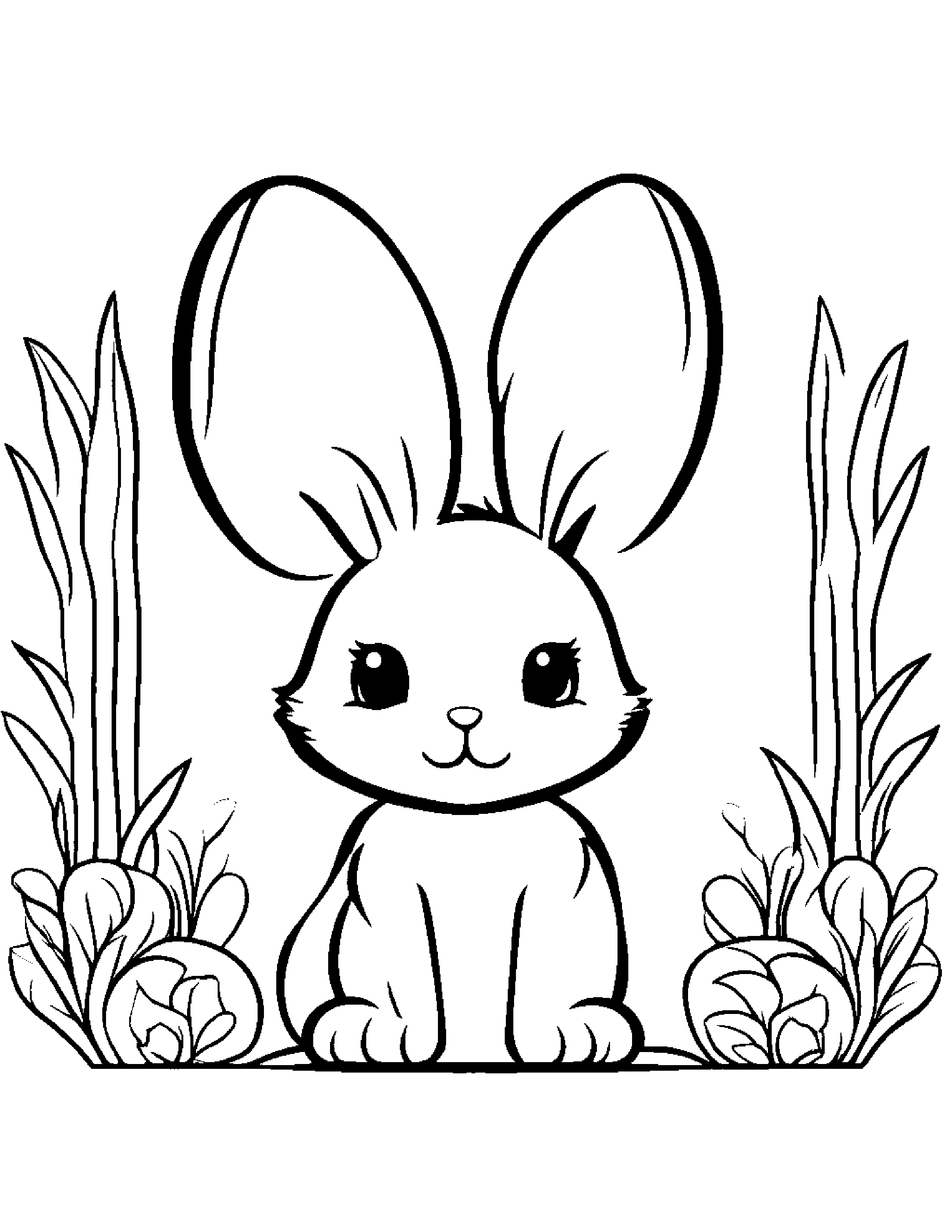 Kawaii Bunny #2 Coloring Page (Free Printable PDF)