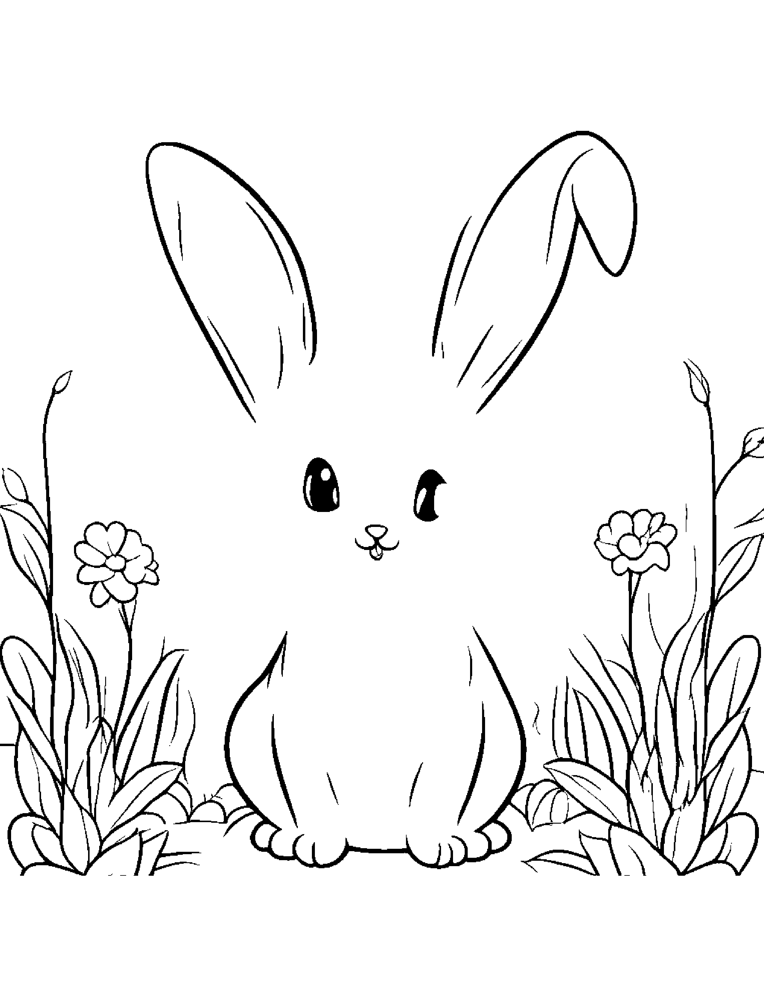 Kawaii Bunny Coloring Page (Free Printable PDF)