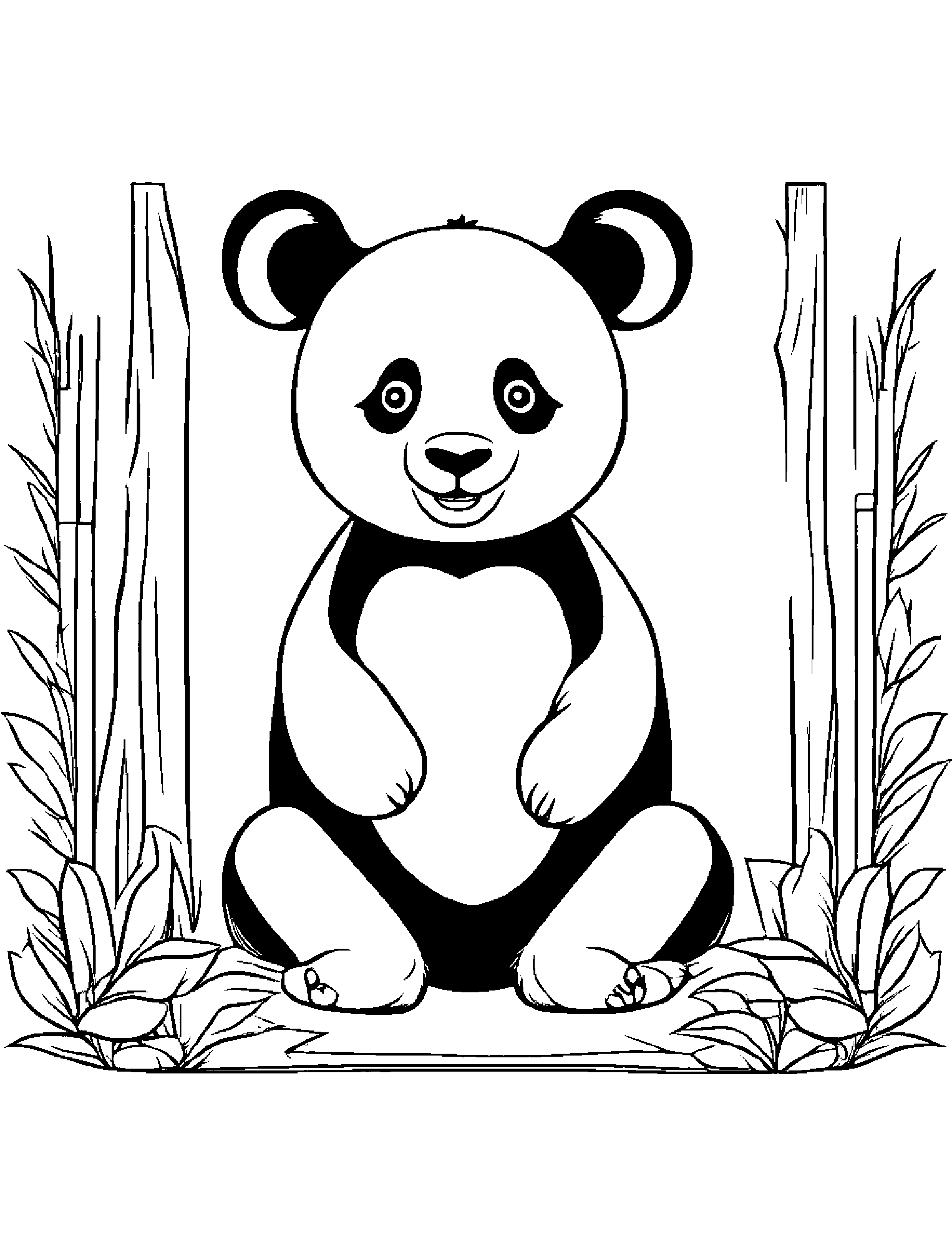 Smiling Panda #2 Coloring Page (Free Printable PDF)