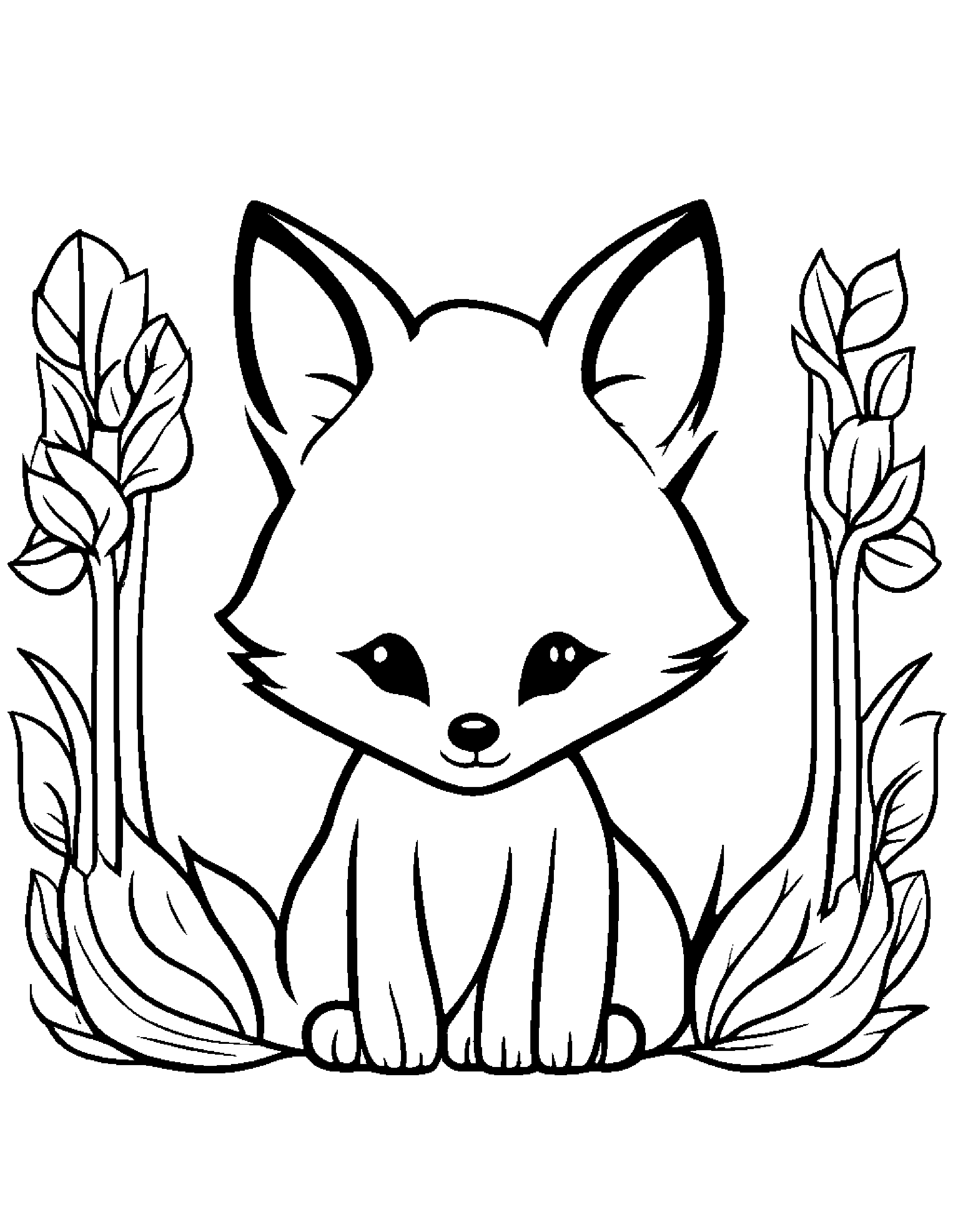 Kawaii Fox #2 Coloring Page (Free Printable PDF)