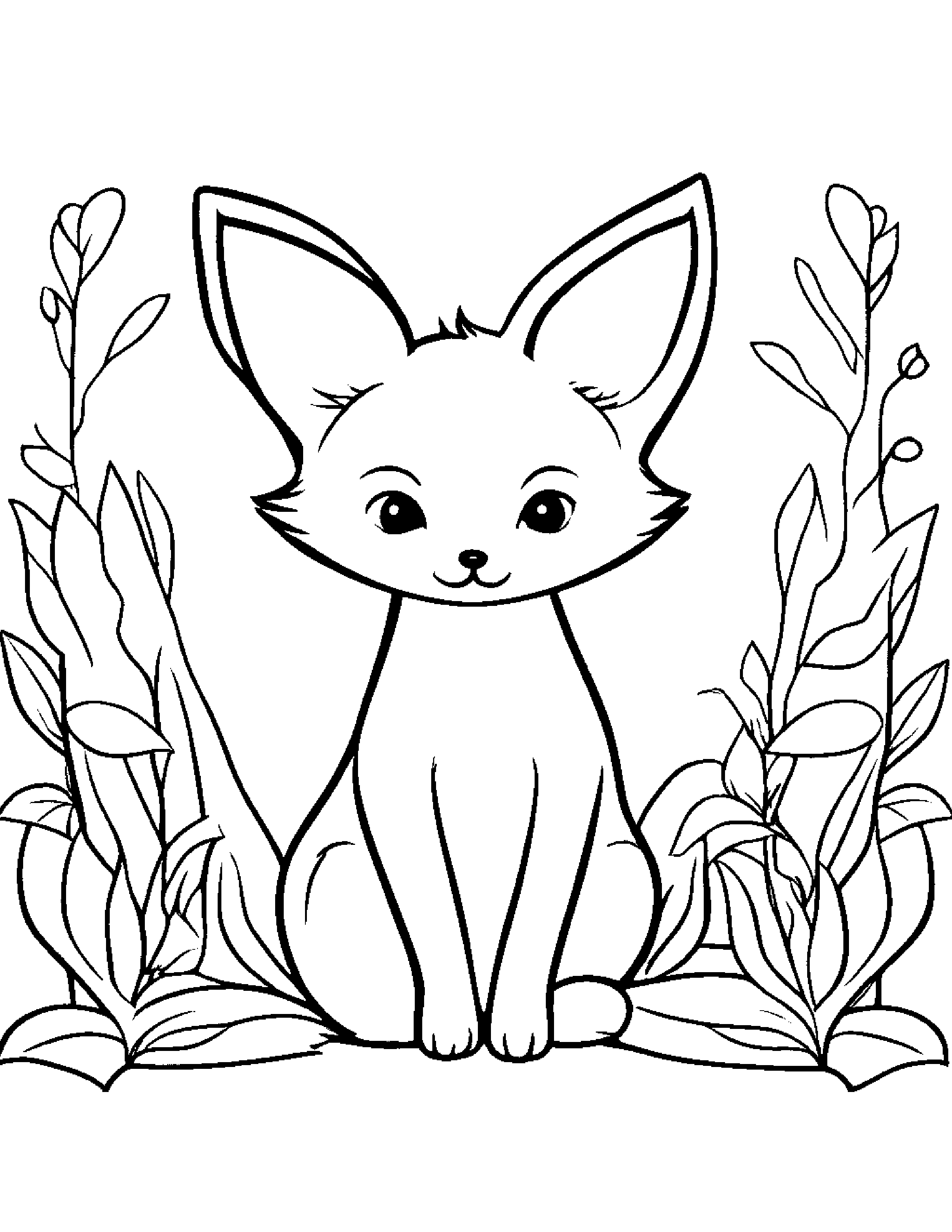 Kawaii Fox Coloring Page (Free Printable PDF)