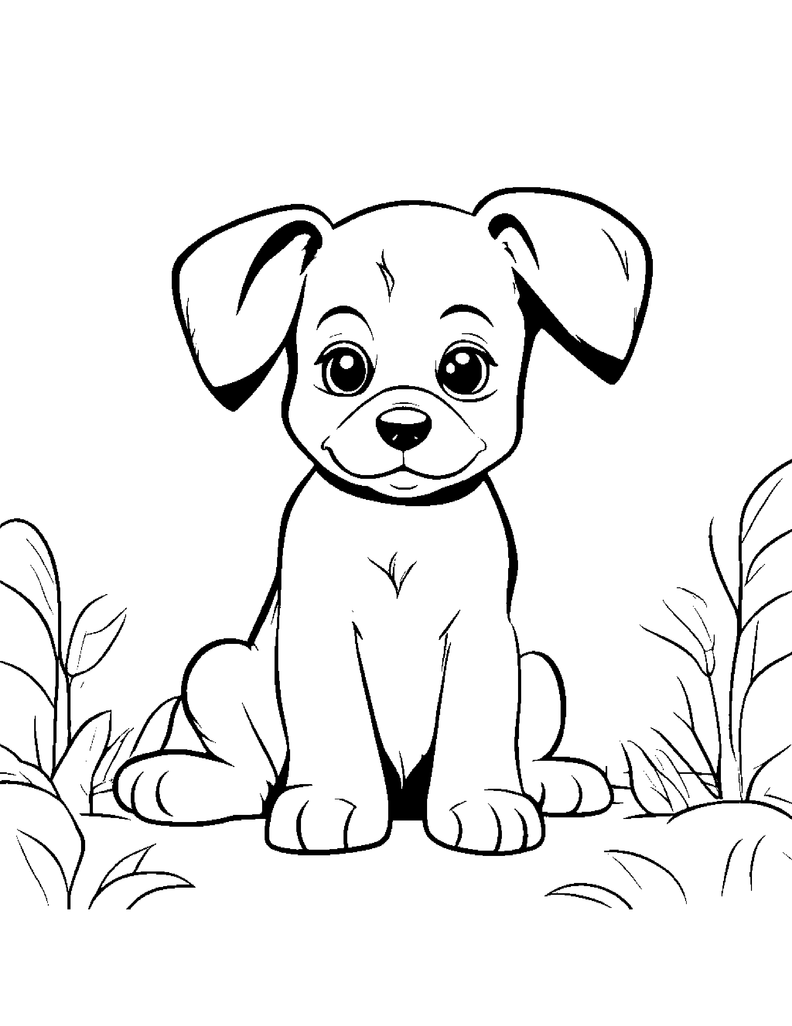 Little Puppy Coloring Page (Free Printable PDF)