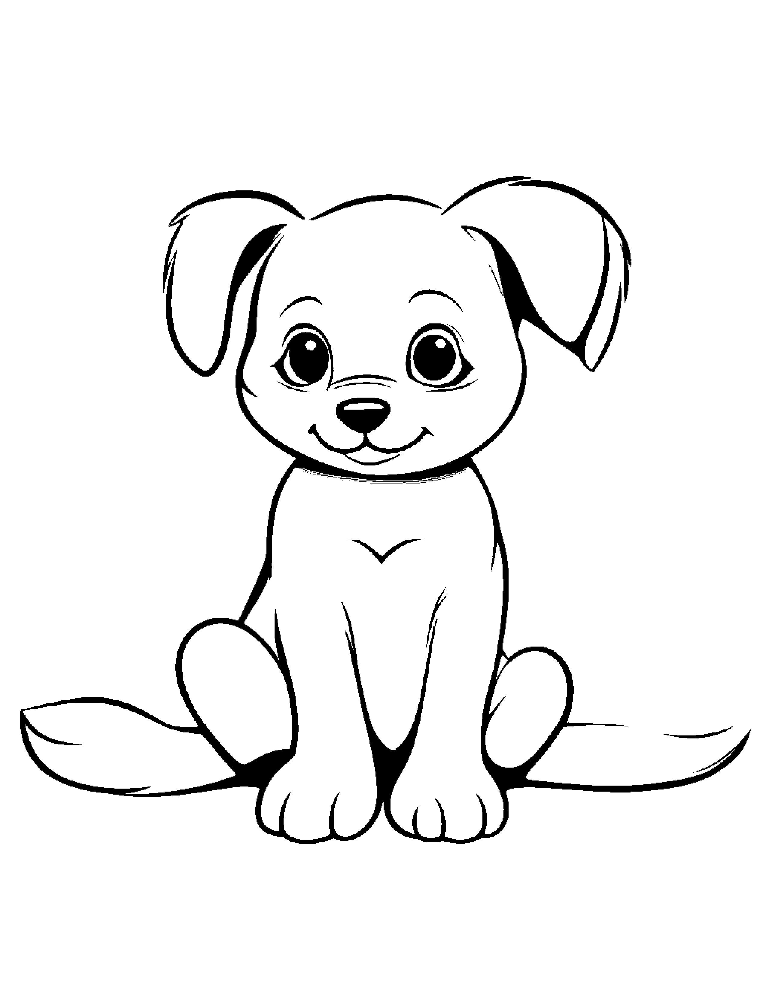 Puppy Hugging A Heart Coloring Page (Free Printable PDF)