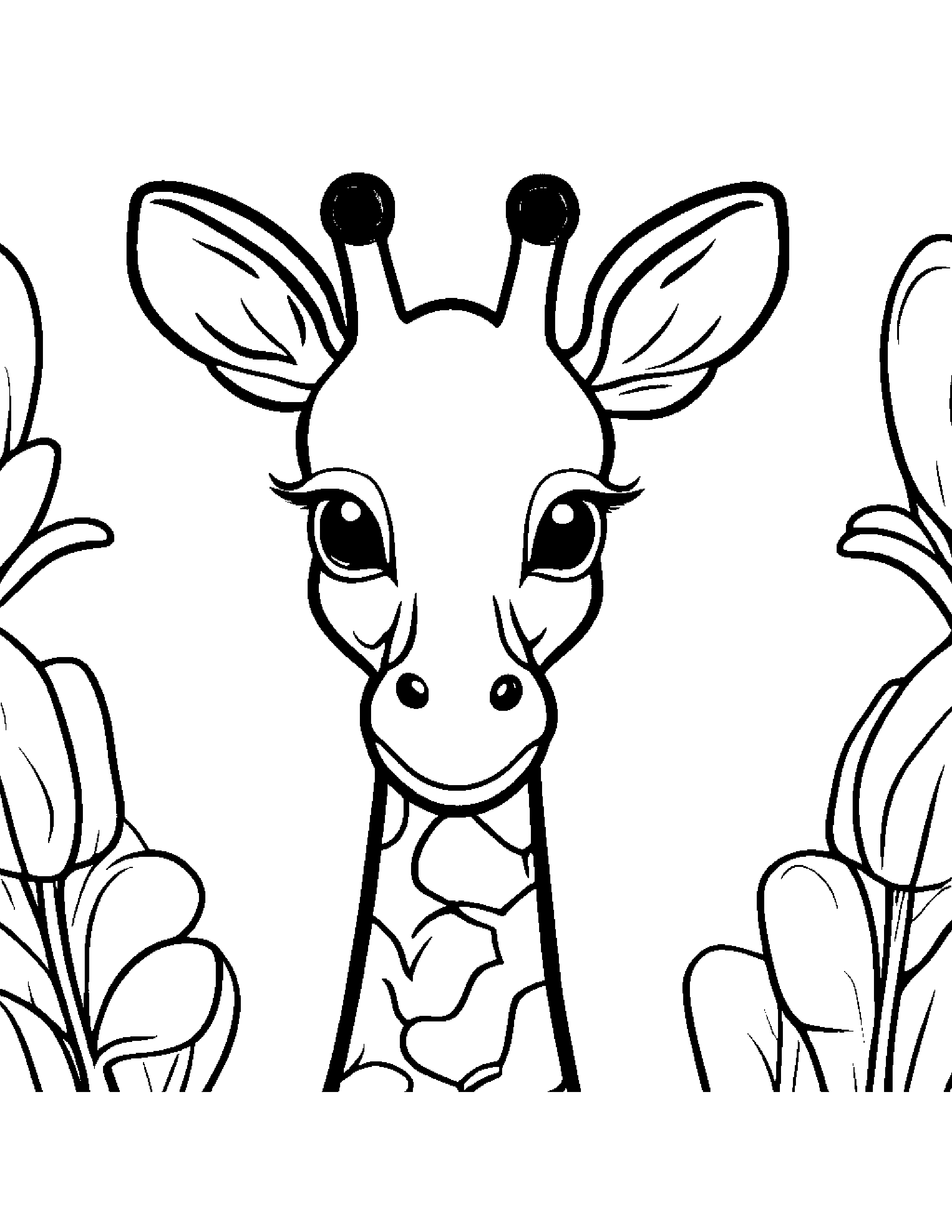 Kawaii Giraffe #2 Coloring Page (Free Printable PDF)