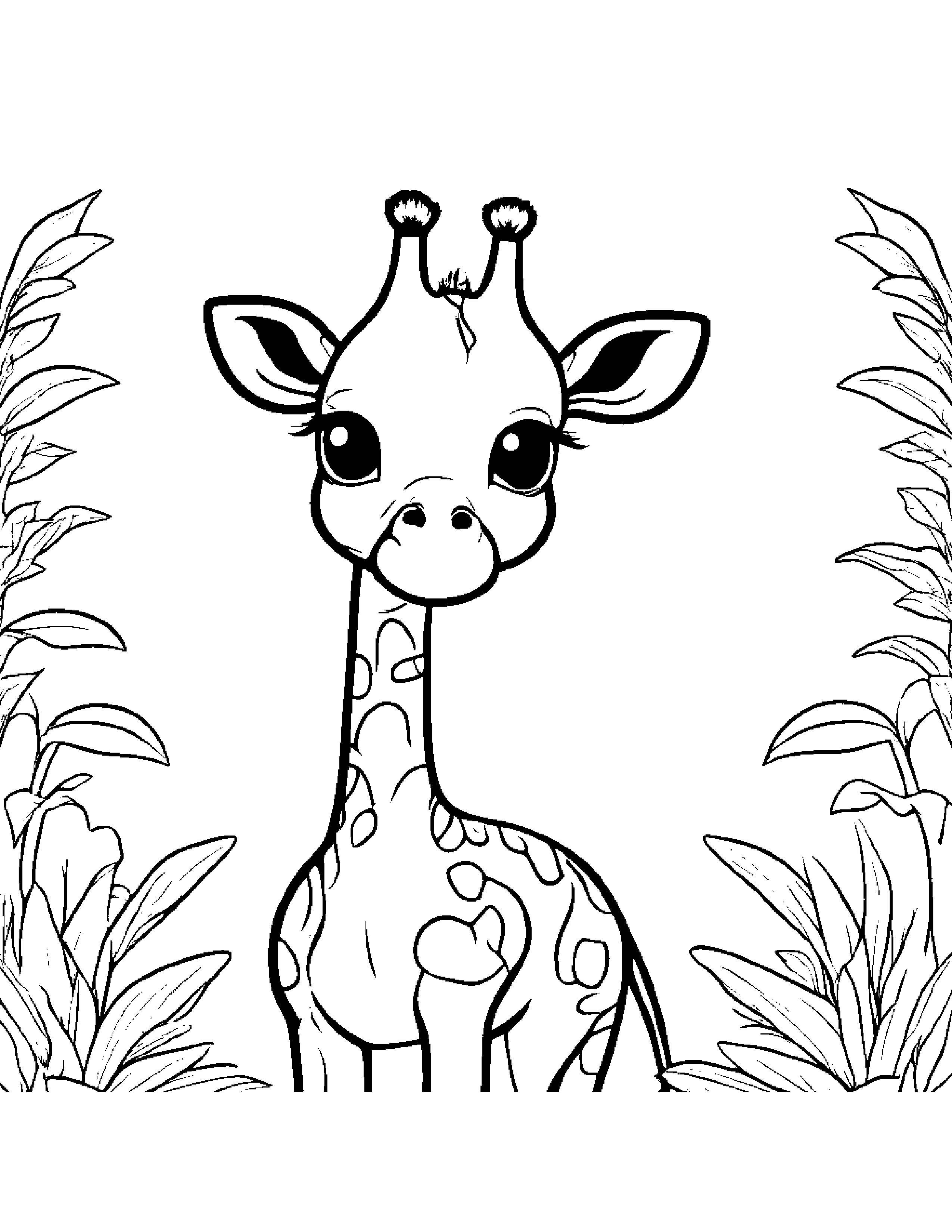 Kawaii Giraffe Coloring Page (Free Printable PDF)