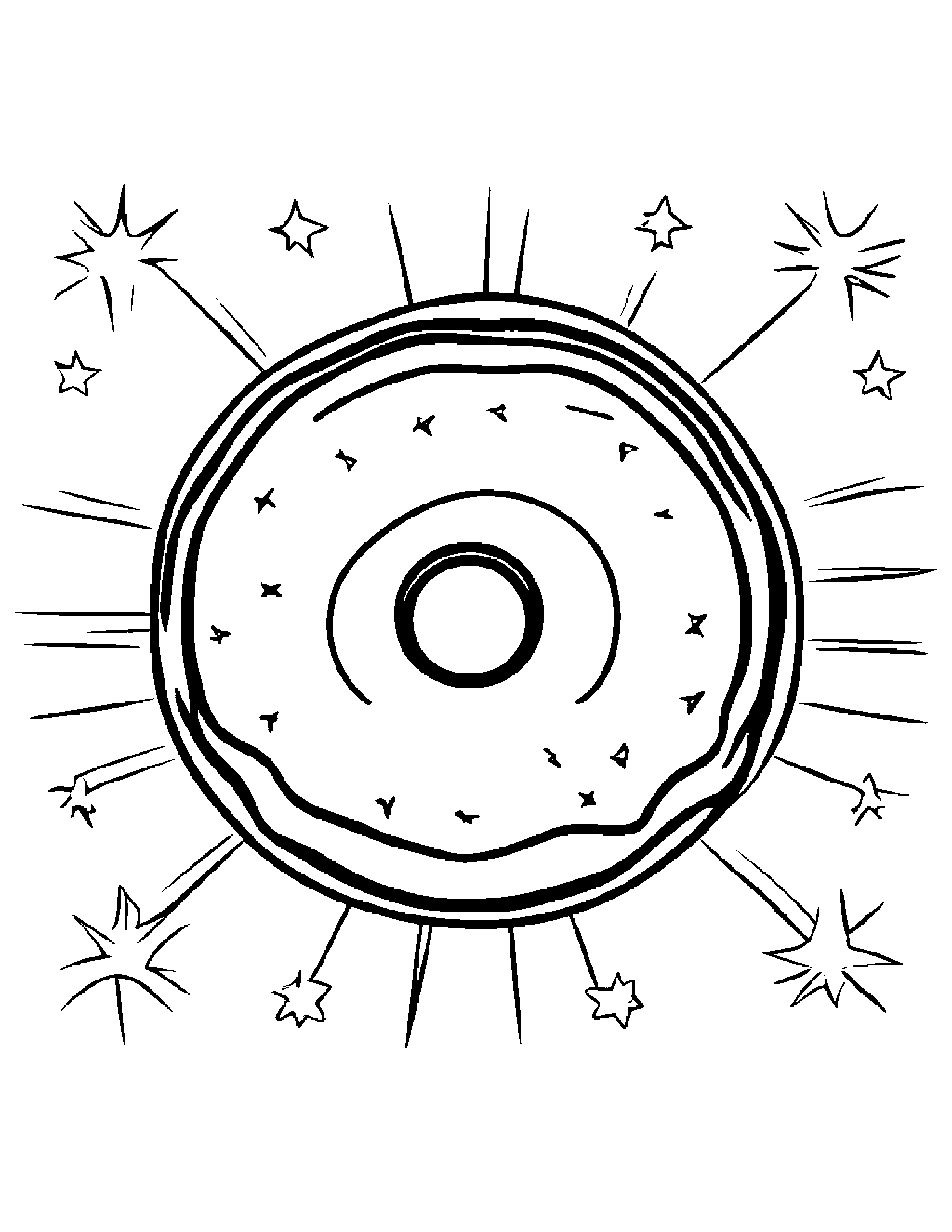 Donut With A Star Coloring Page (Free Printable PDF)
