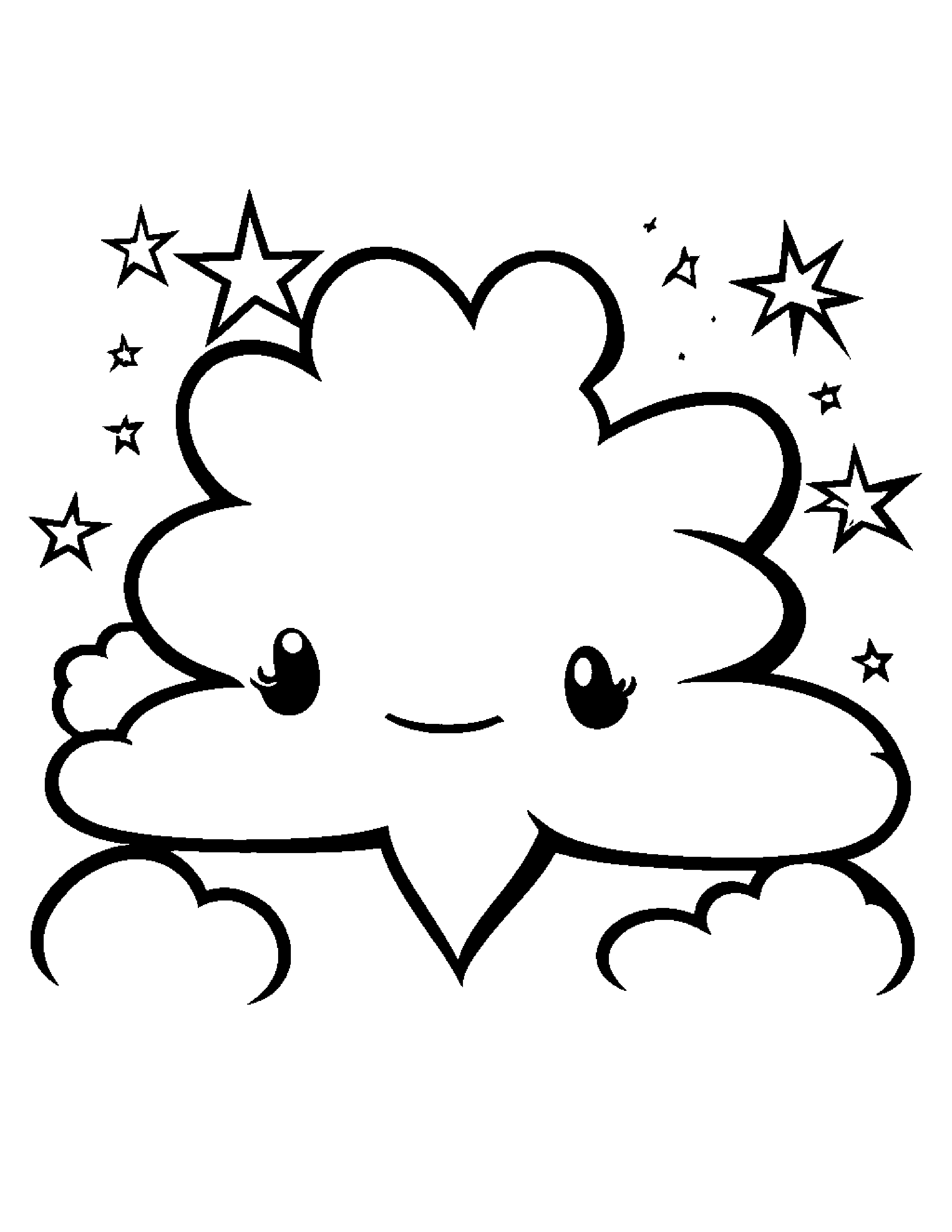 Gentle Cloud With A Star #2 Coloring Page (Free Printable PDF)