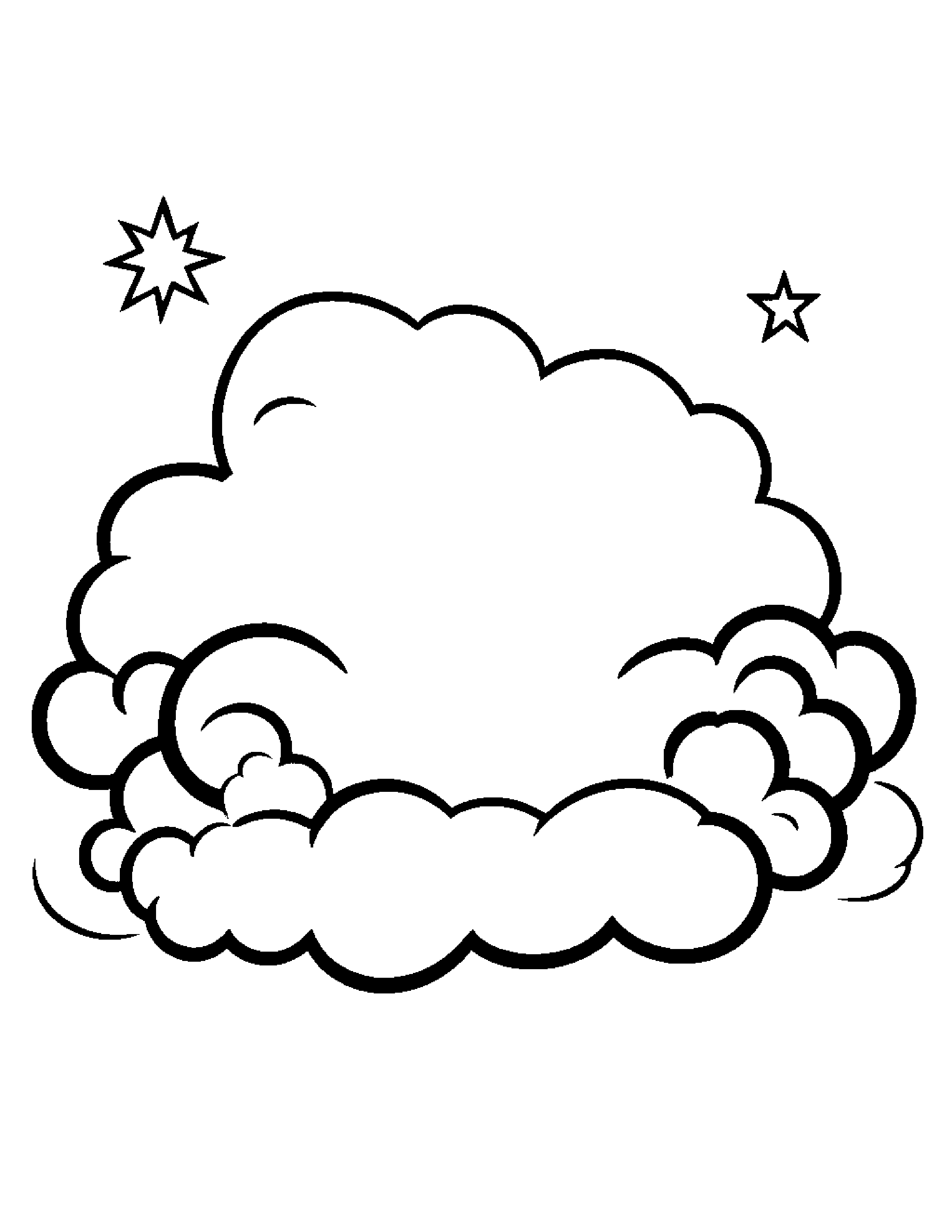 Gentle Cloud With A Star Coloring Page (Free Printable PDF)
