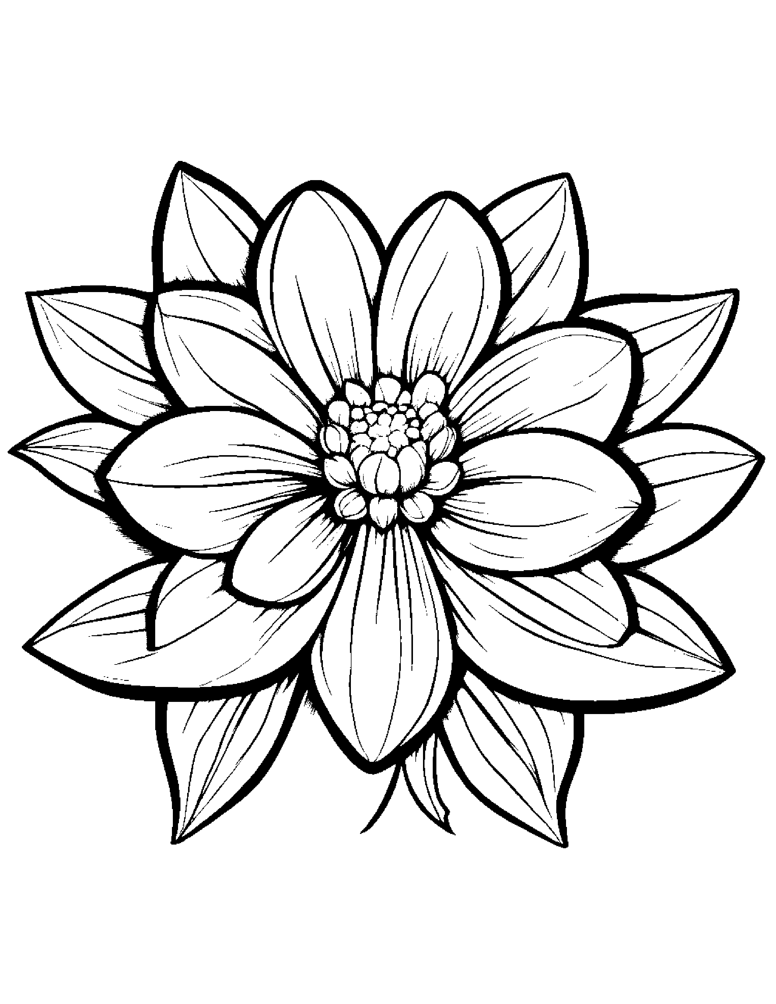 Gentle Flower With A Bow #2 Coloring Page (Free Printable PDF)