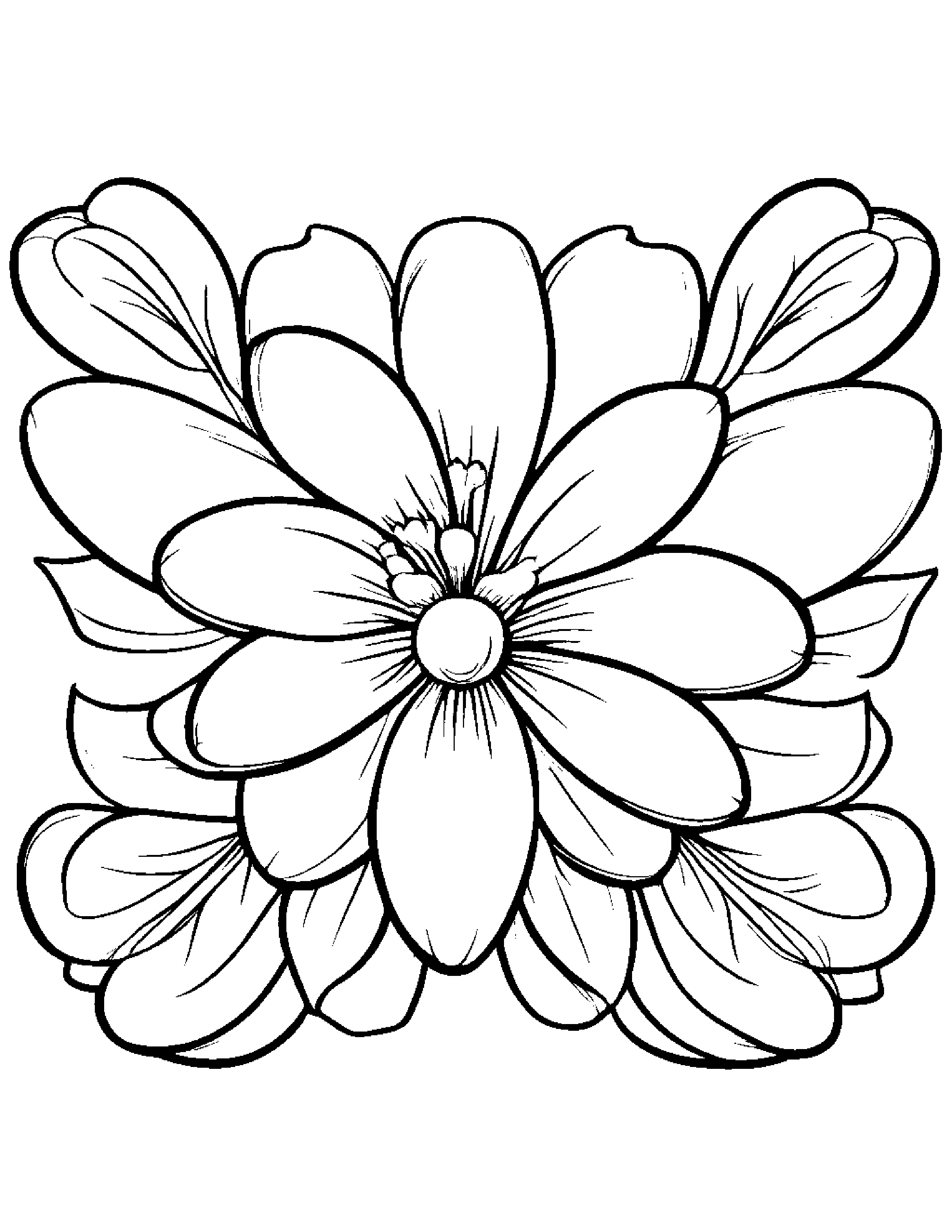 Gentle Flower With A Bow Coloring Page (Free Printable PDF)