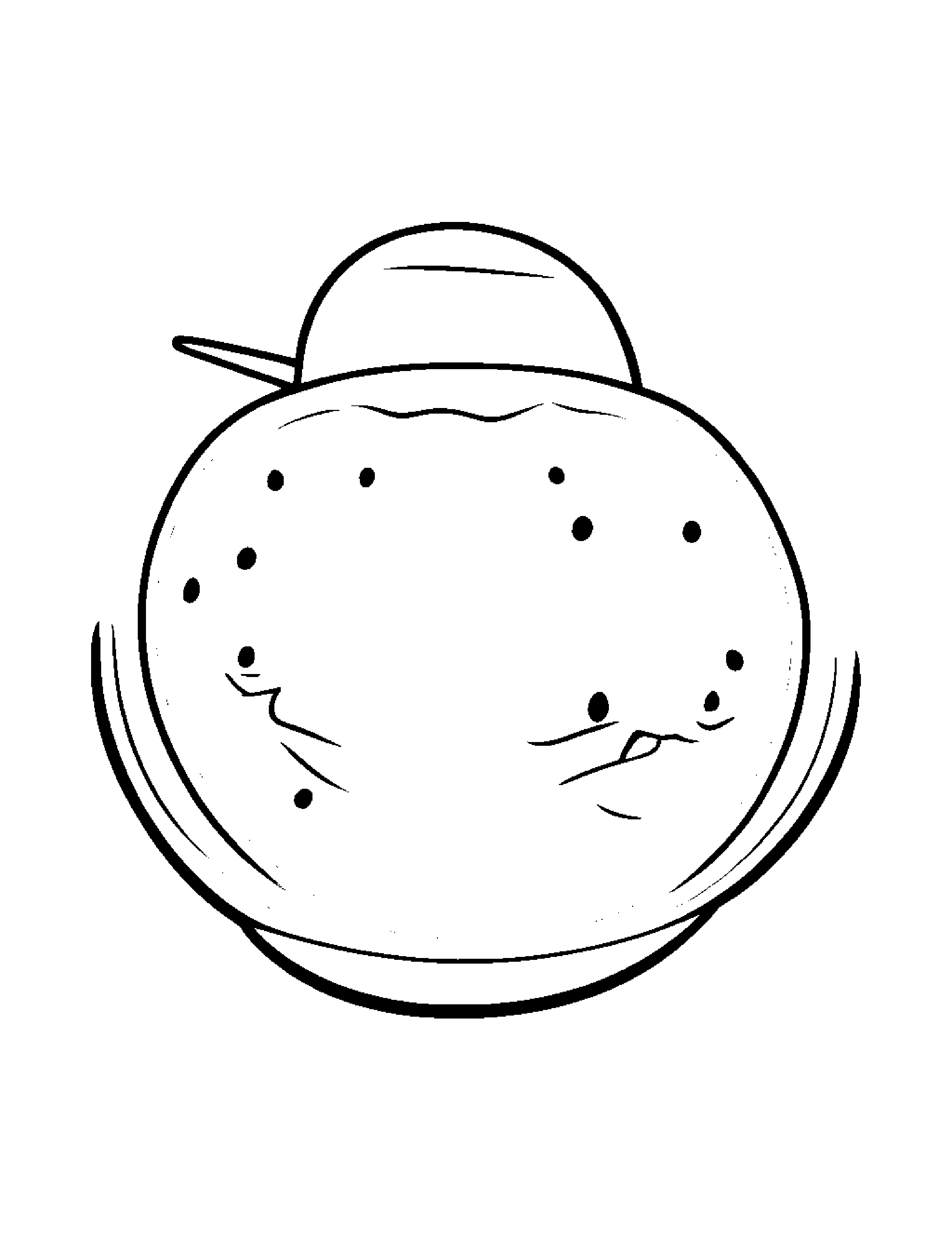 Sleepy Watermelon Slice Wearing A Hat #2 Coloring Page (Free Printable PDF)
