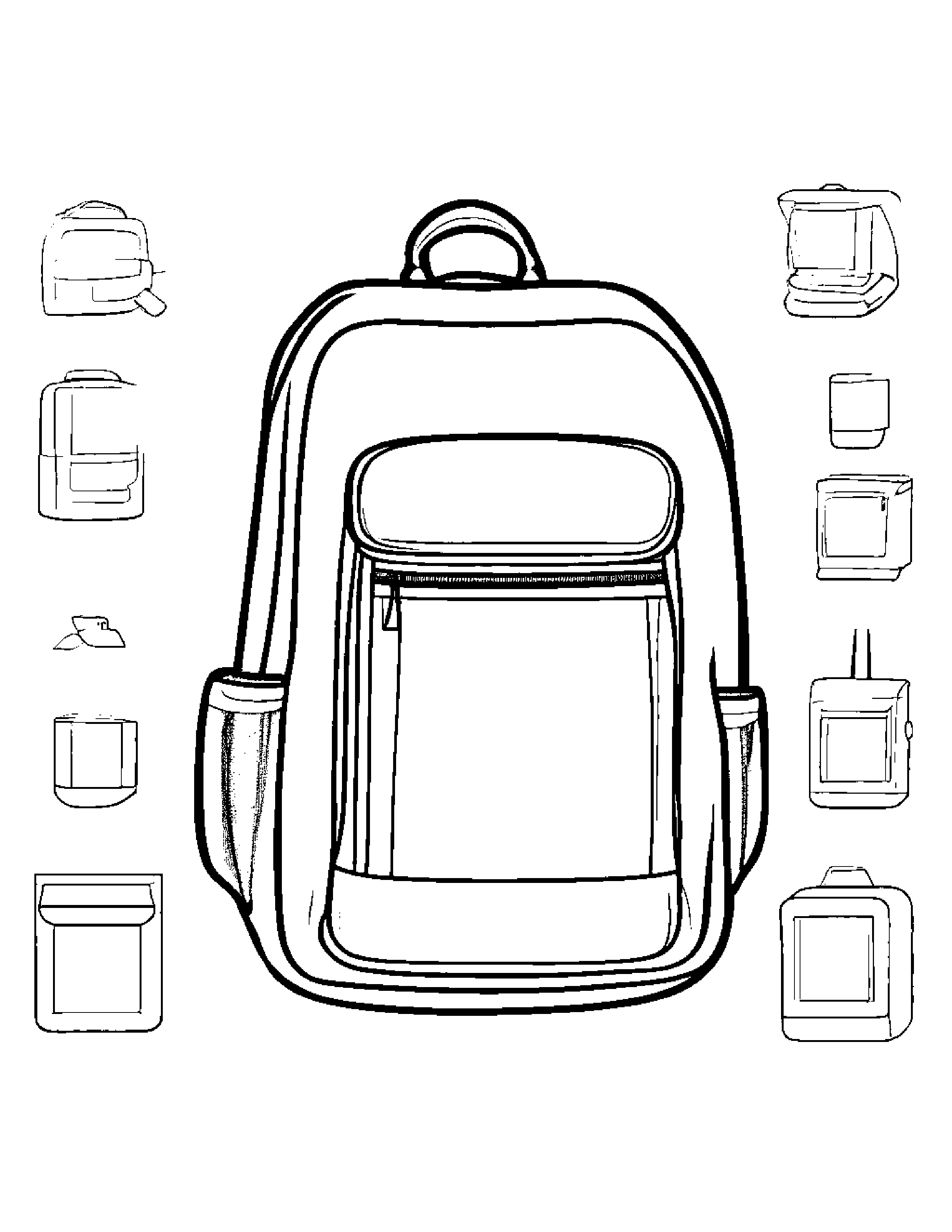 Backpack Practicing Shapes #2 Coloring Page (Free Printable PDF)