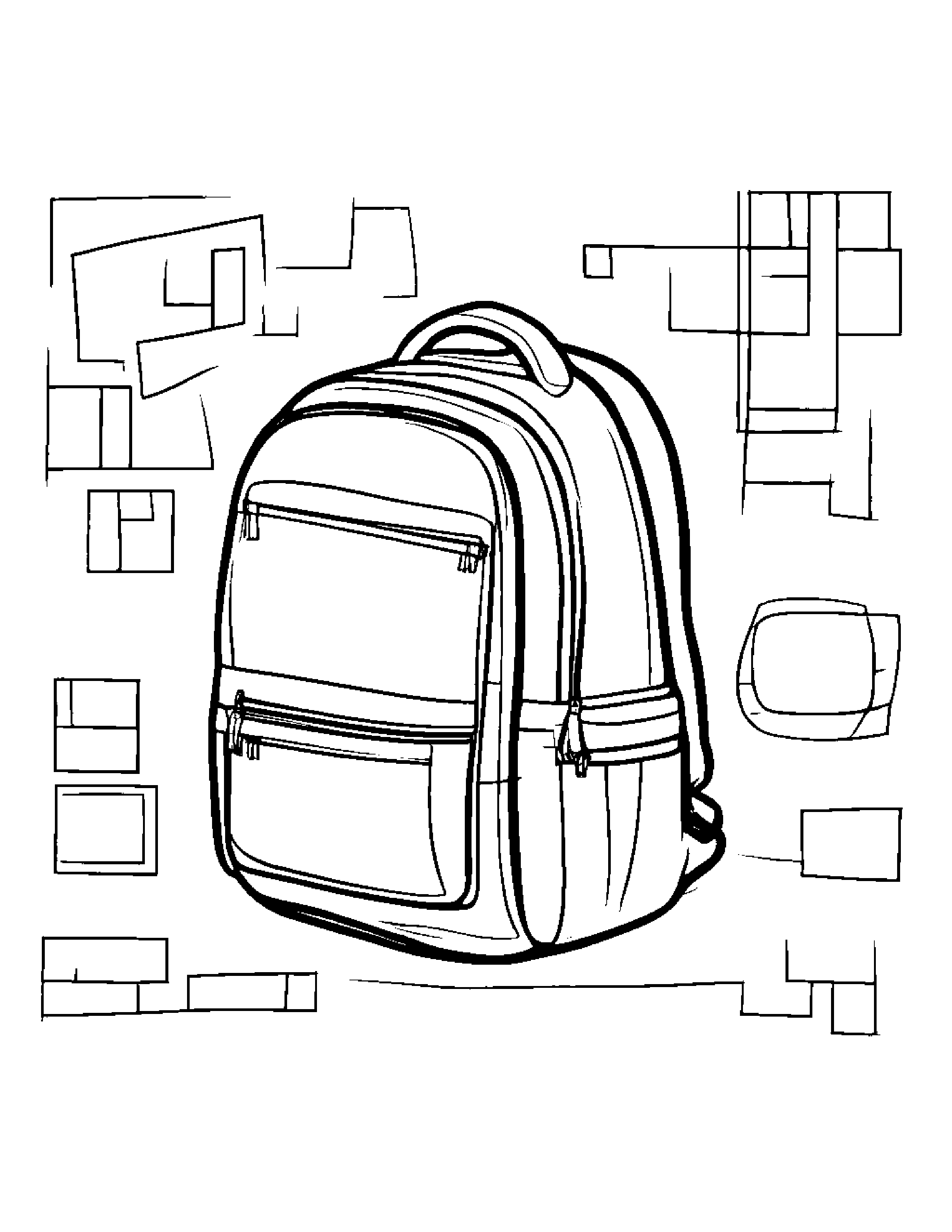 Backpack Practicing Shapes #3 Coloring Page (Free Printable PDF)