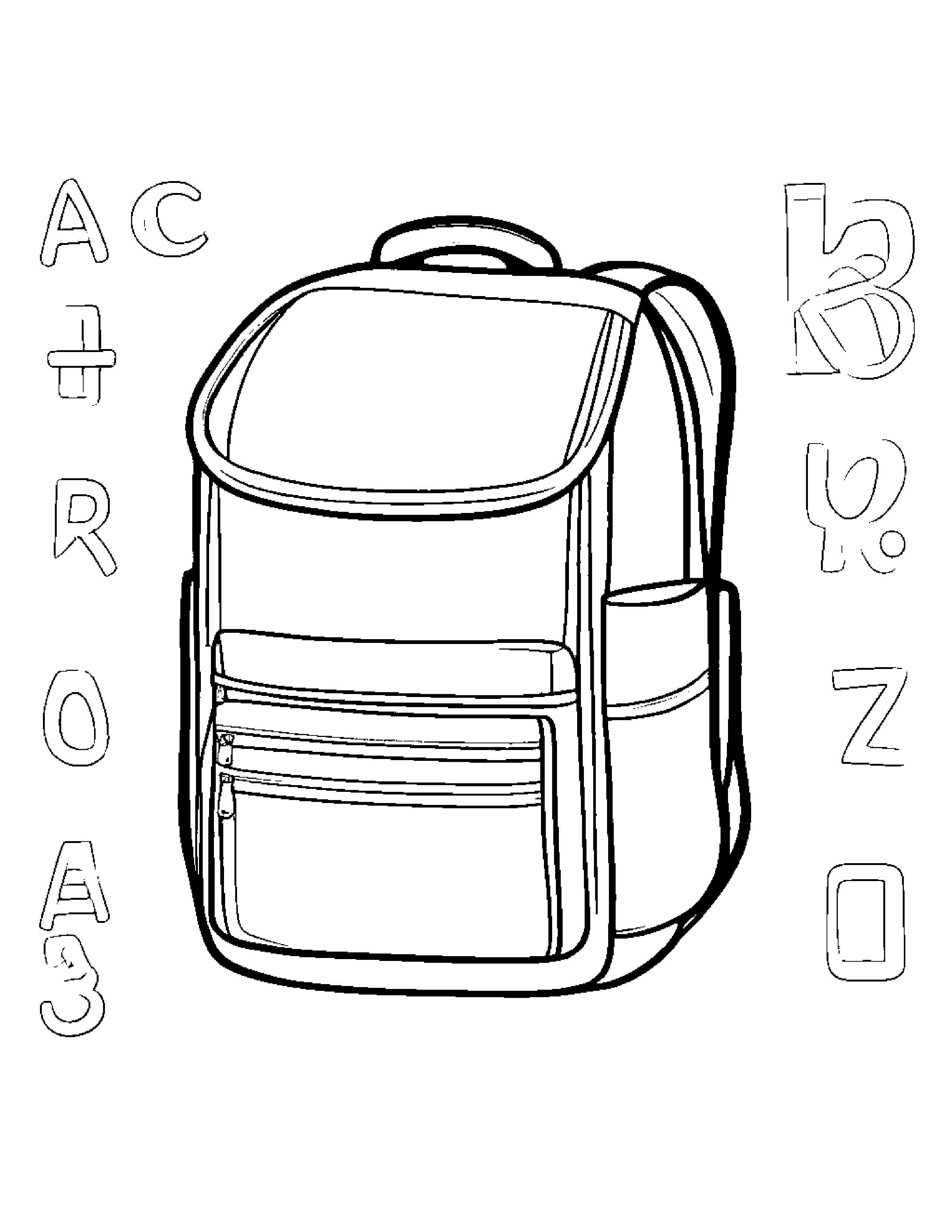 Backpack Practicing The Alphabet #2 Coloring Page (Free Printable PDF)