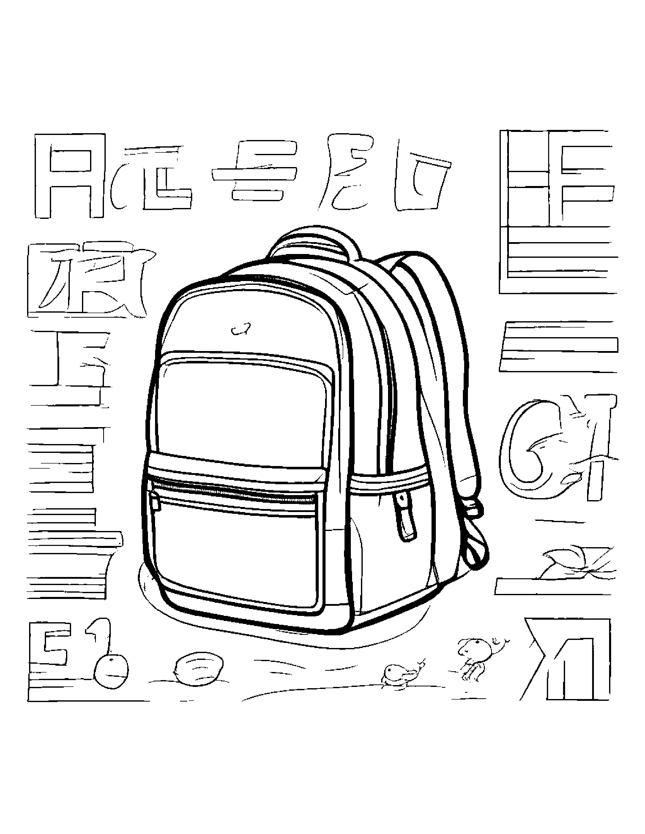 Backpack Practicing The Alphabet #3 Coloring Page (Free Printable PDF)