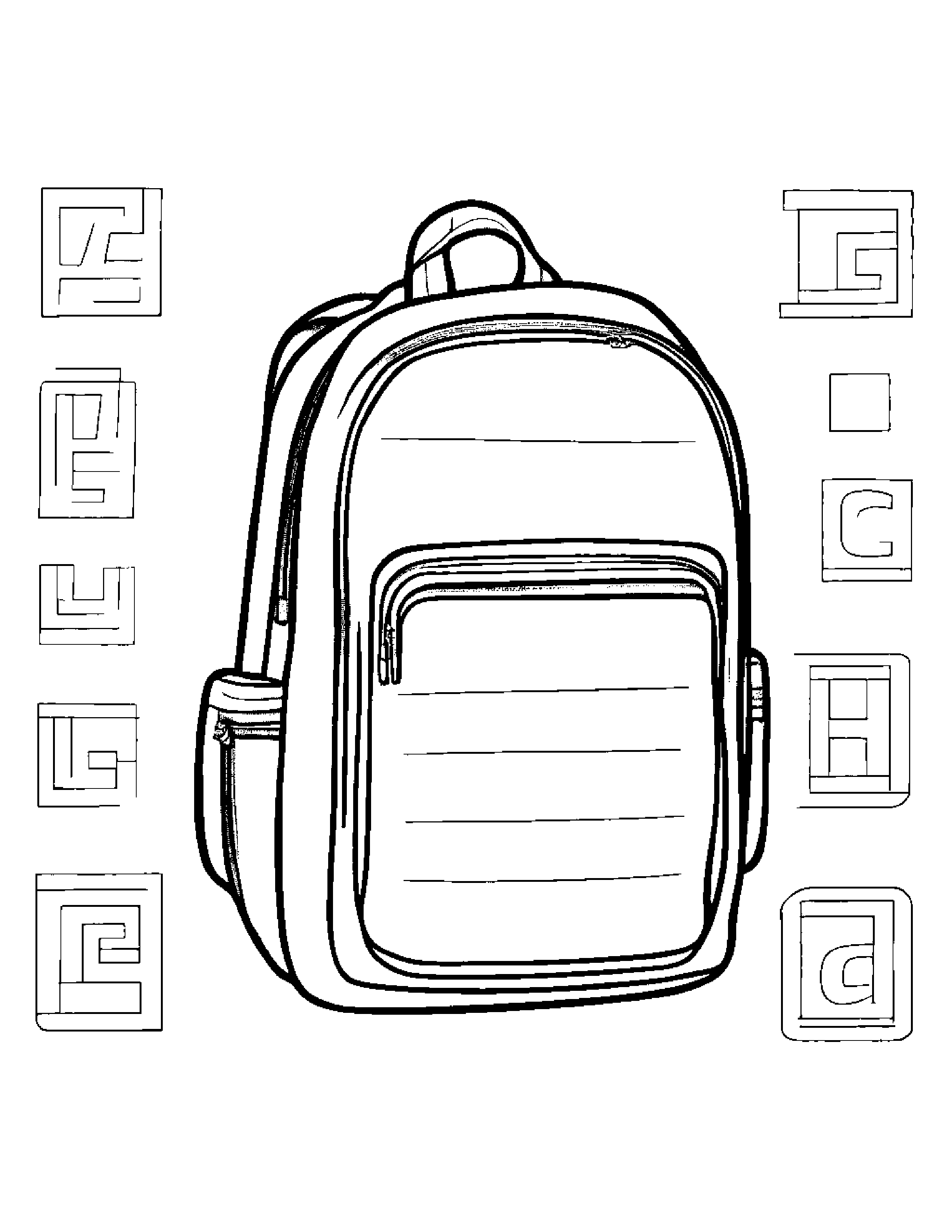 Backpack Practicing The Alphabet Coloring Page (Free Printable PDF)
