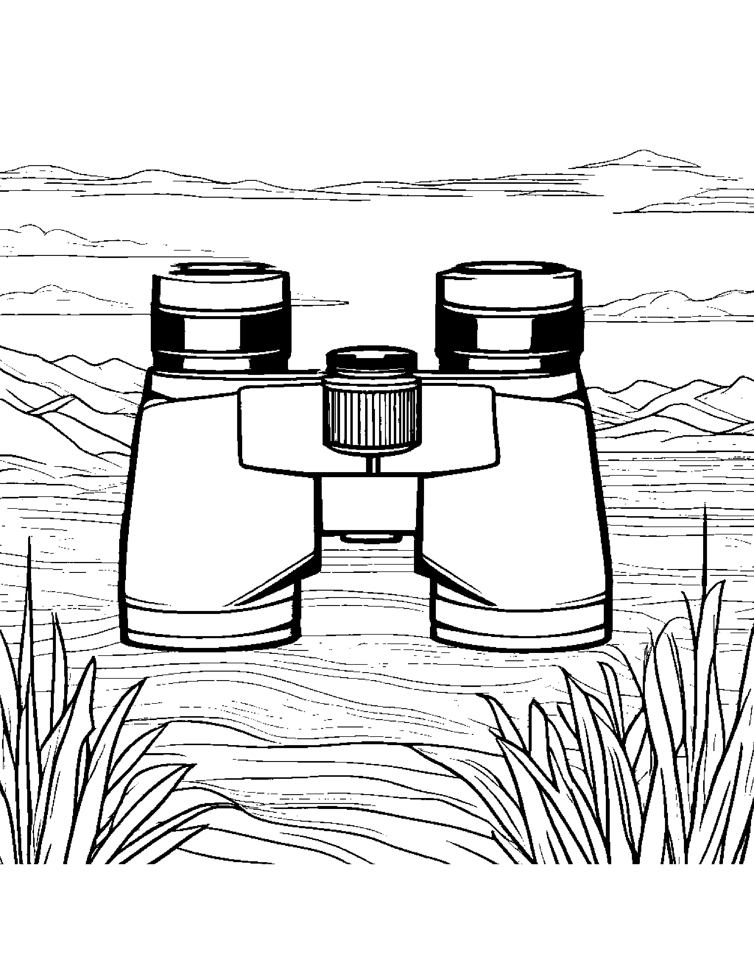 Binoculars Counting #2 Coloring Page (Free Printable PDF)