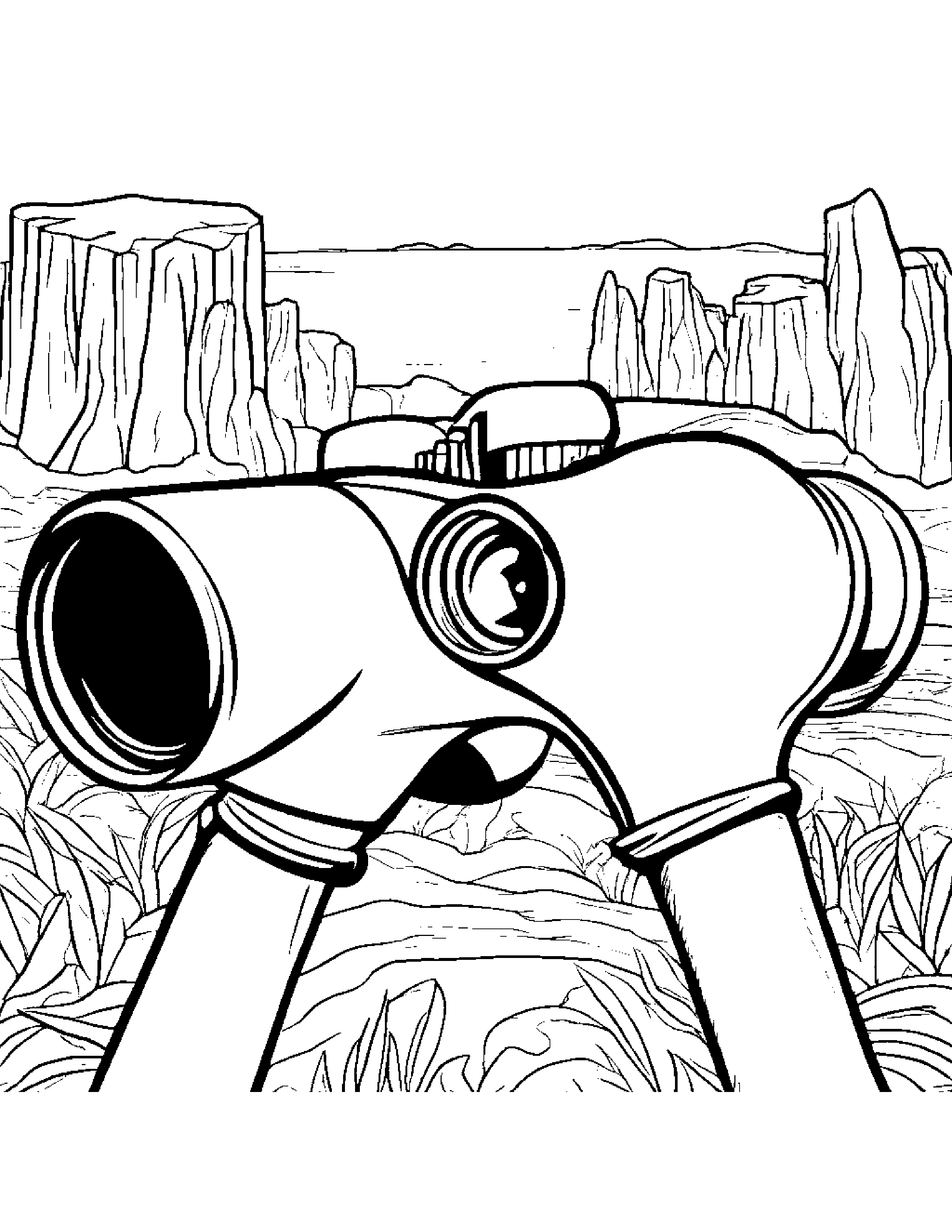 Binoculars Counting #3 Coloring Page (Free Printable PDF)