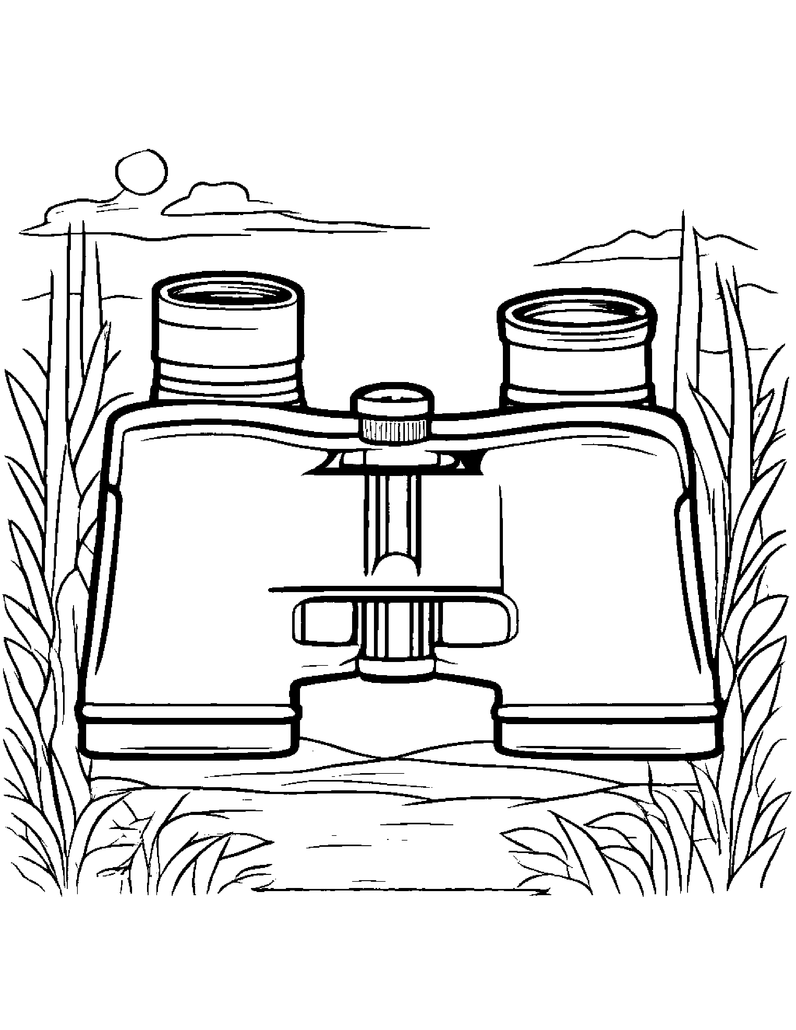 Binoculars Counting Coloring Page (Free Printable PDF)