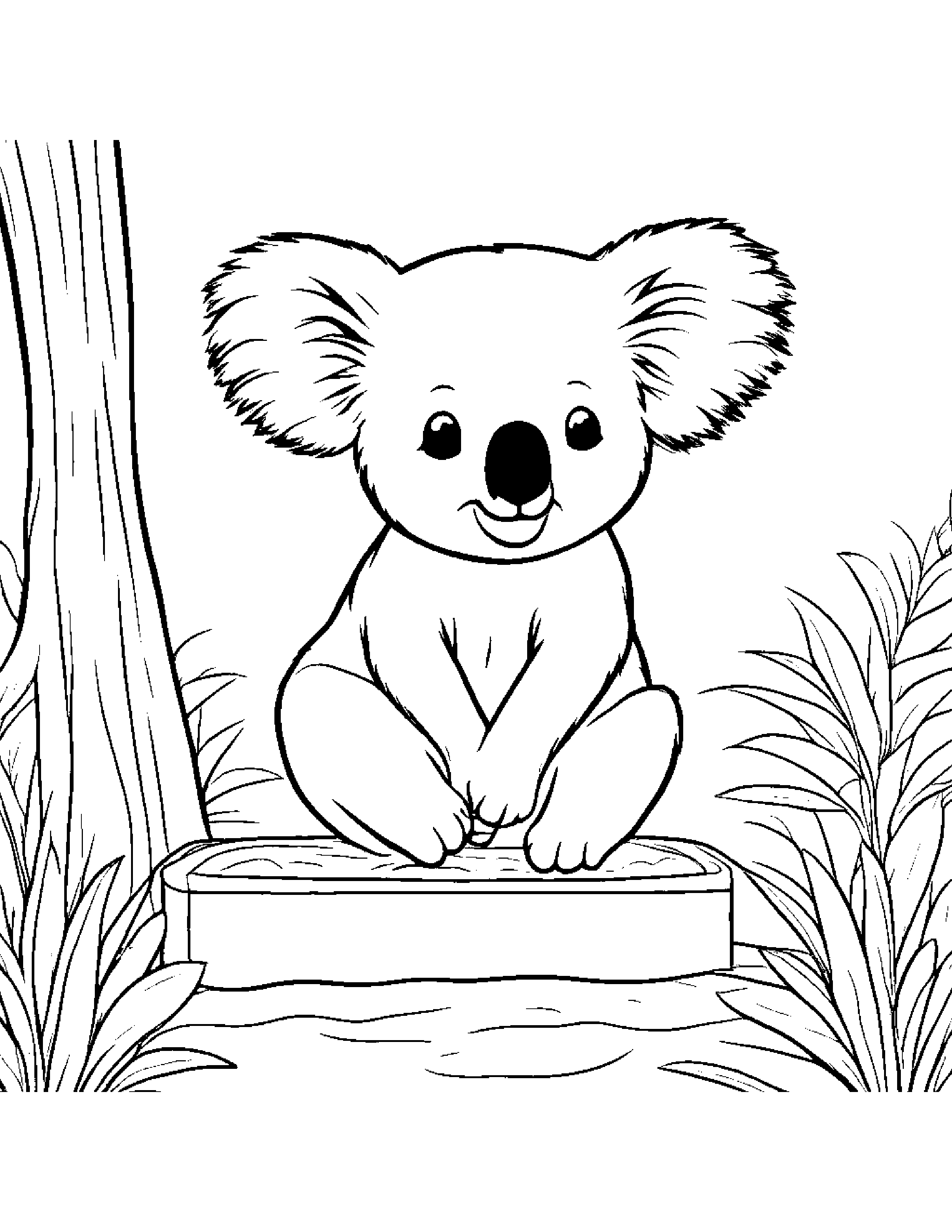 Brave Koala Counting Beside A Sandbox #2 Coloring Page (Free Printable PDF)
