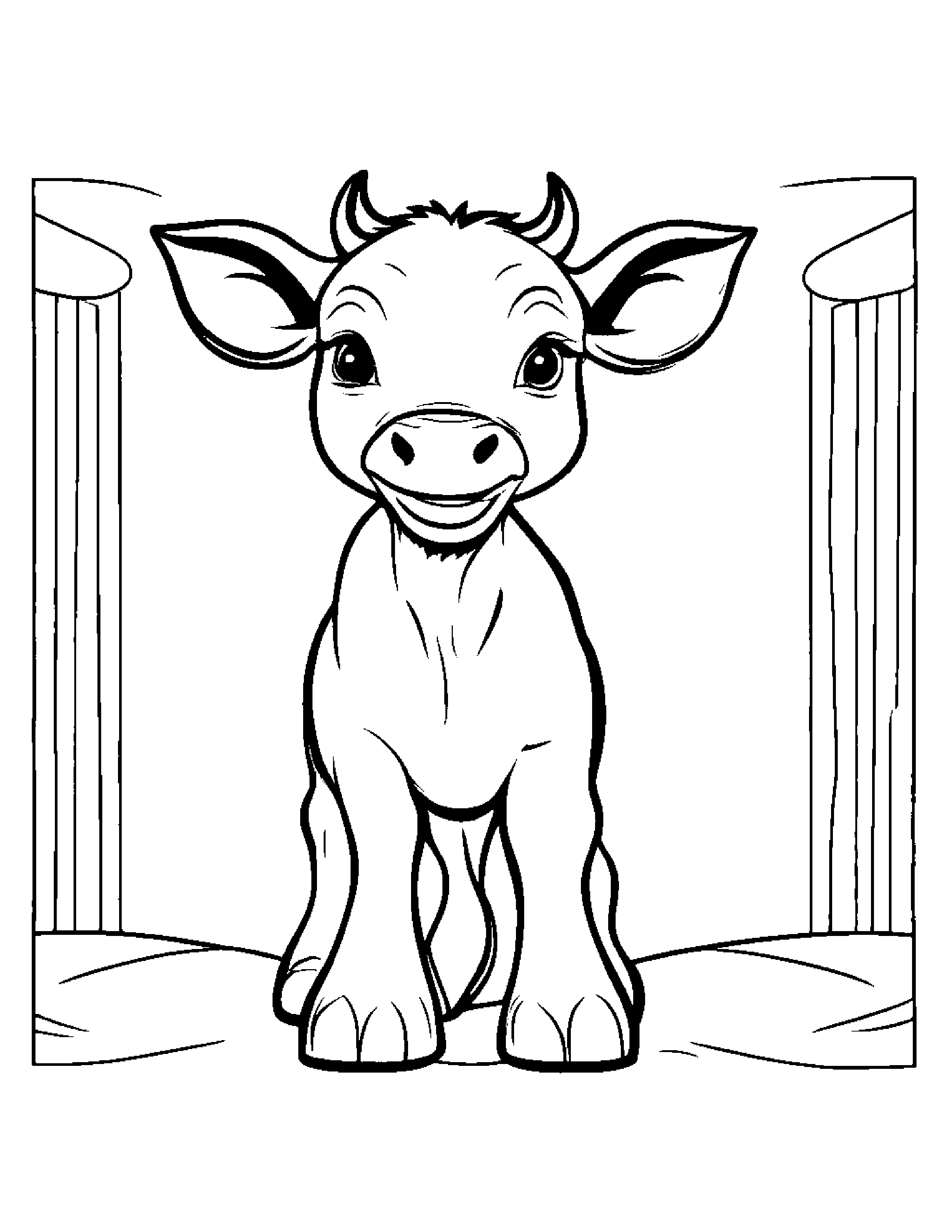 Calf Practicing The Alphabet #2 Coloring Page (Free Printable PDF)