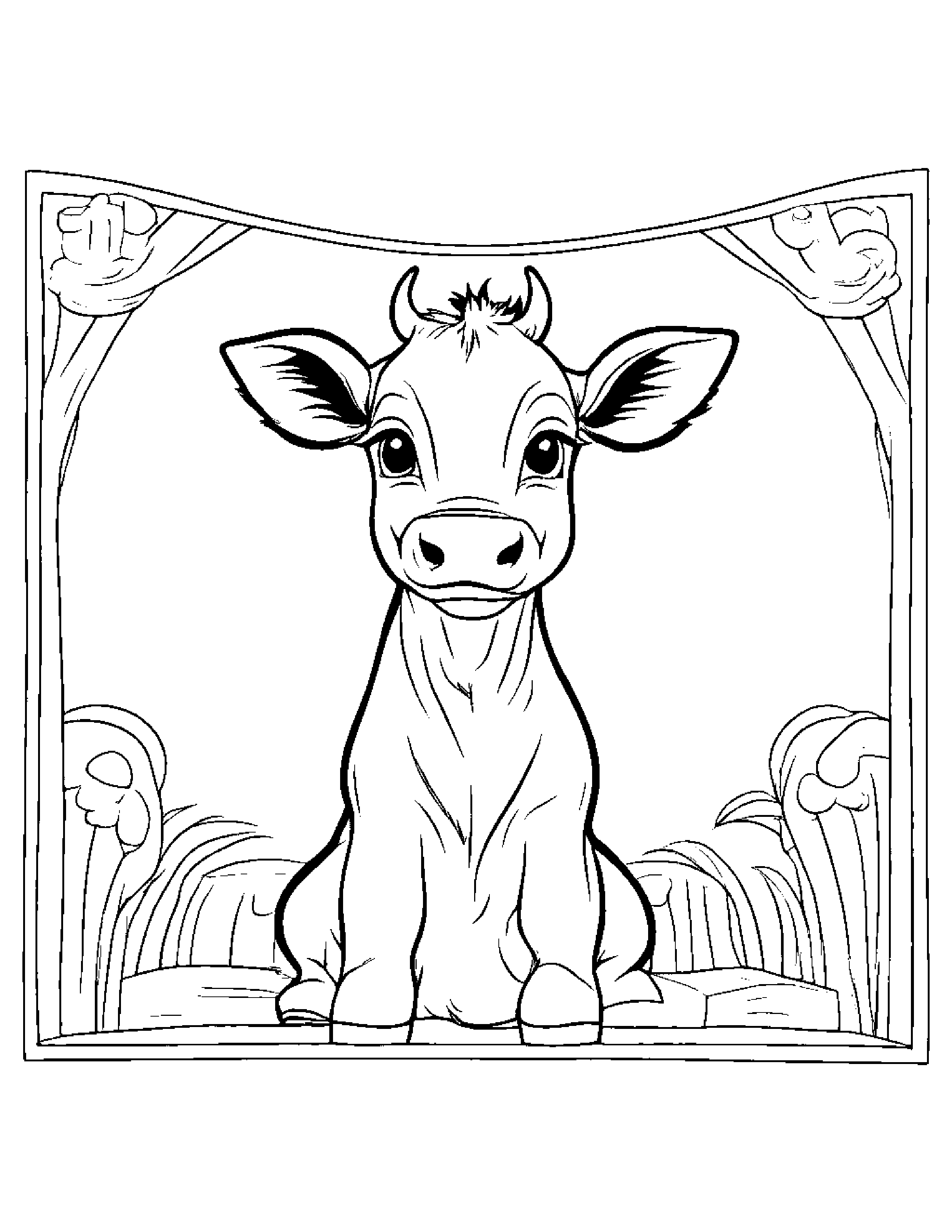 Calf Practicing The Alphabet Coloring Page (Free Printable PDF)