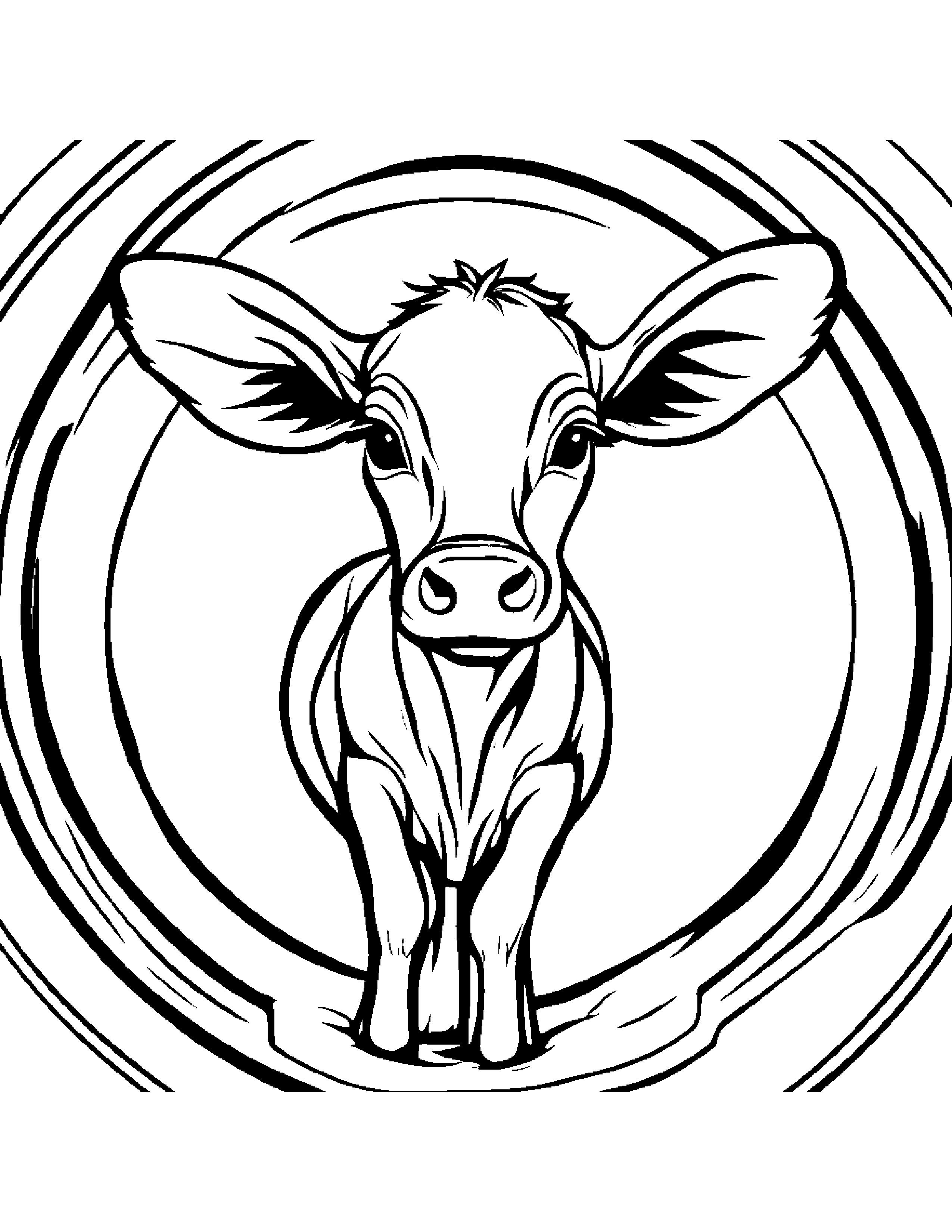 Calf With A Sunny Sticker #3 Coloring Page (Free Printable PDF)