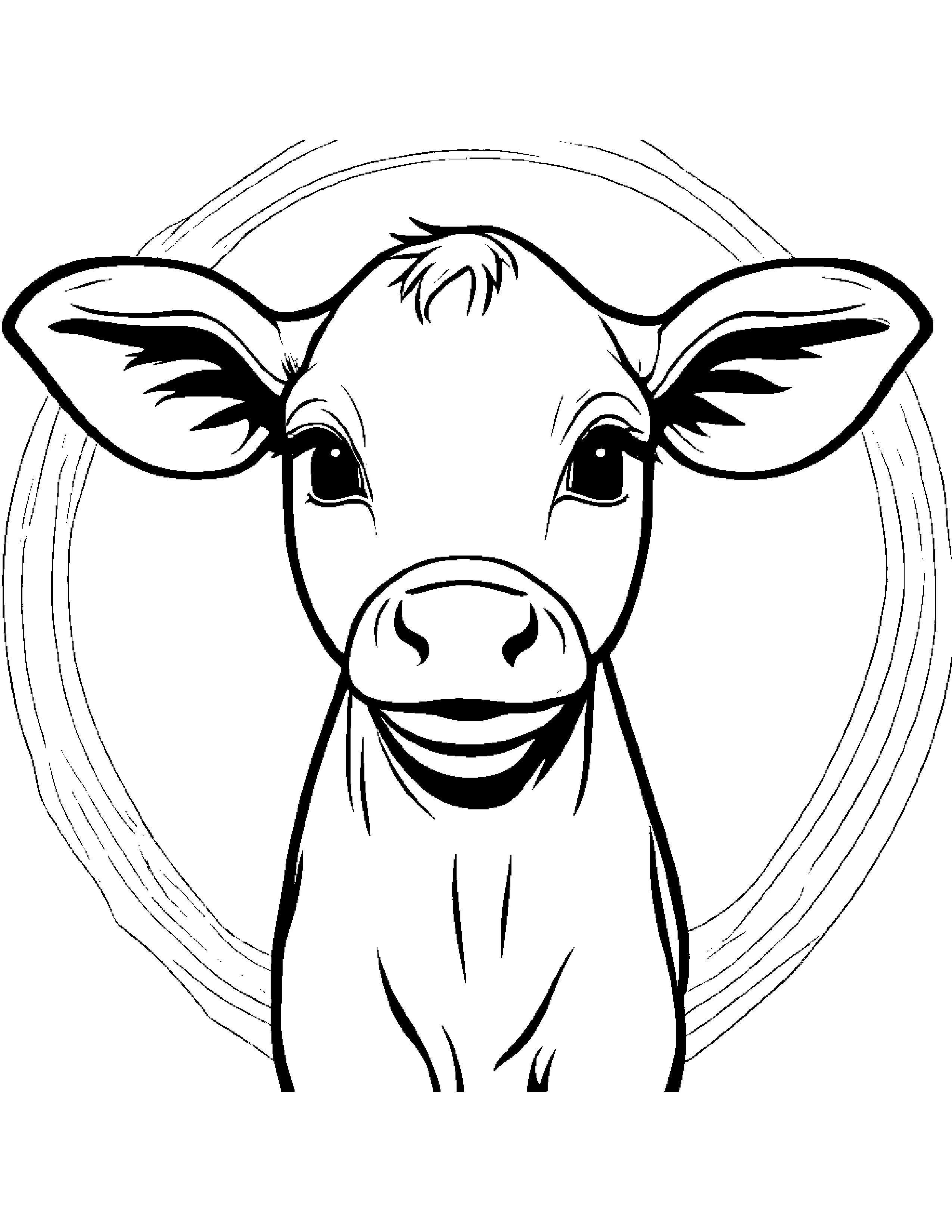 Calf With A Sunny Sticker #4 Coloring Page (Free Printable PDF)