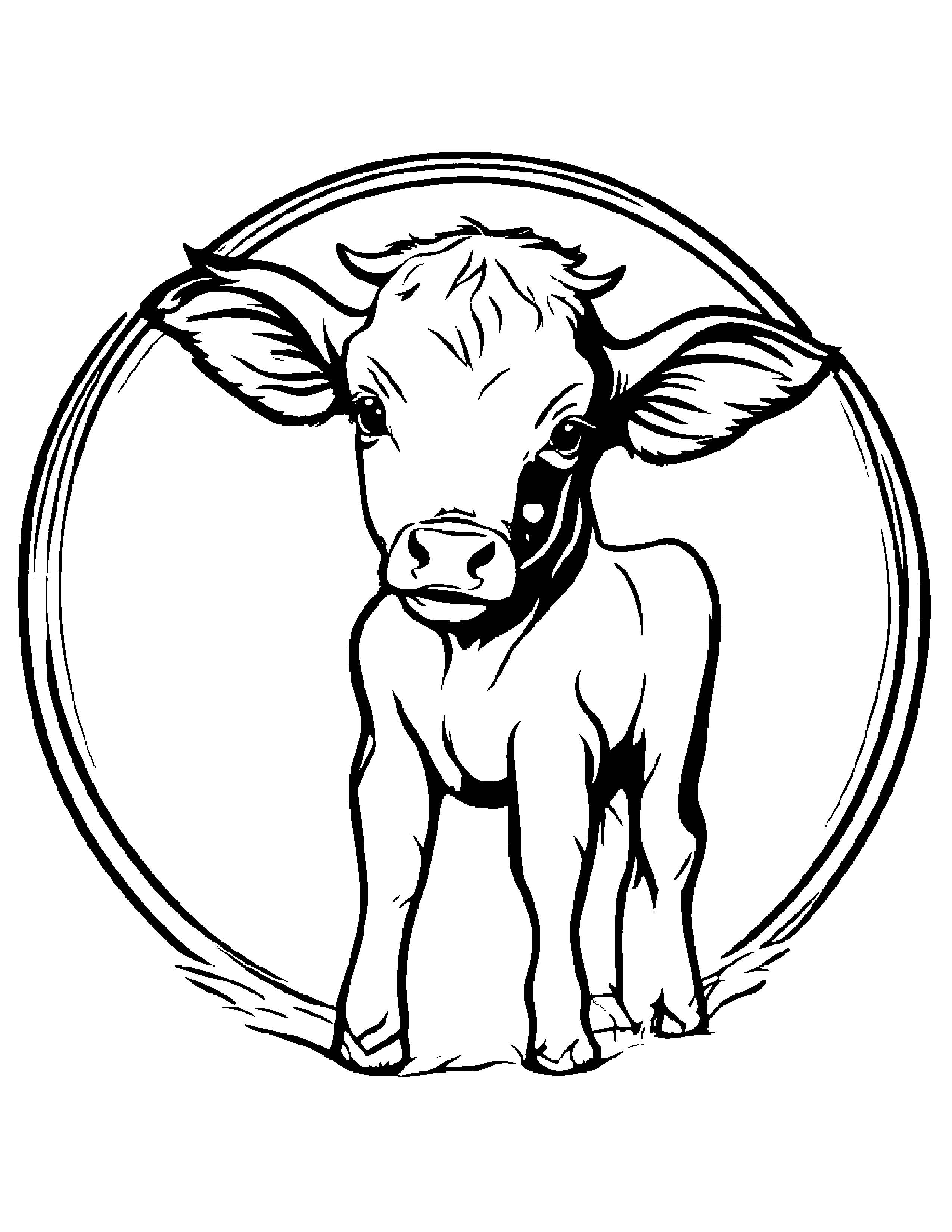 Calf With A Sunny Sticker #5 Coloring Page (Free Printable PDF)