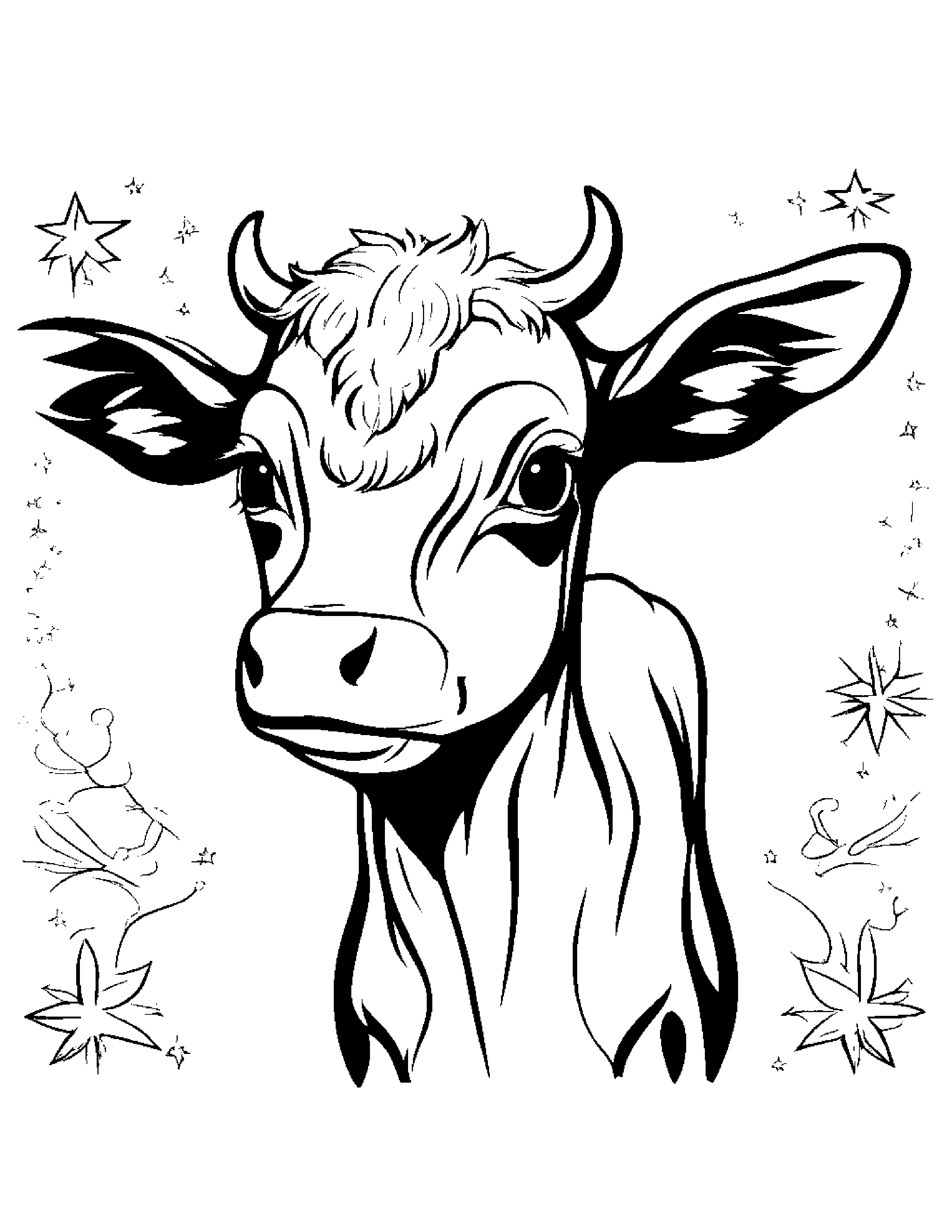 Calf With Sparkles #5 Coloring Page (Free Printable PDF)