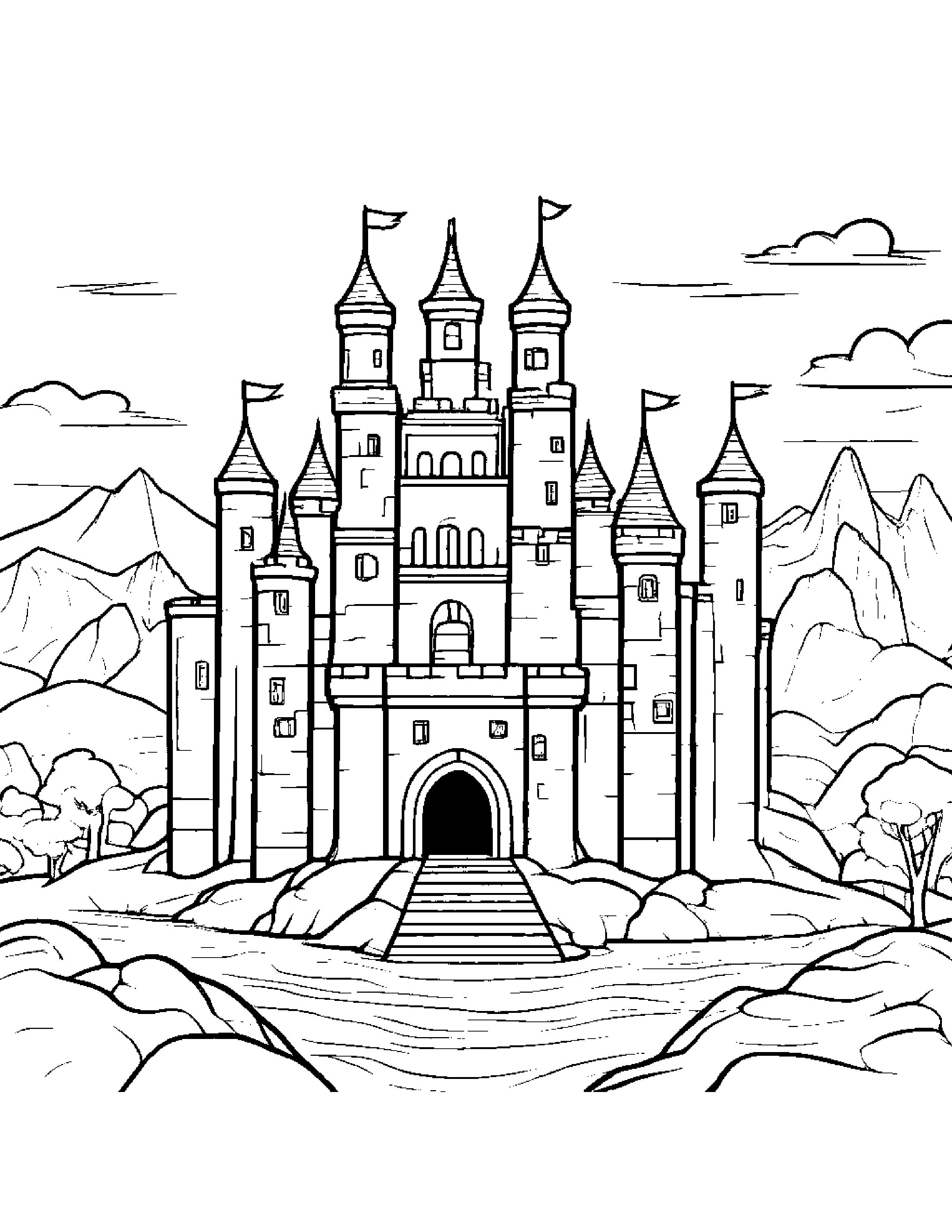 Castle Block Practicing The Alphabet On A Friendly Planet #3 Coloring Page (Free Printable PDF)