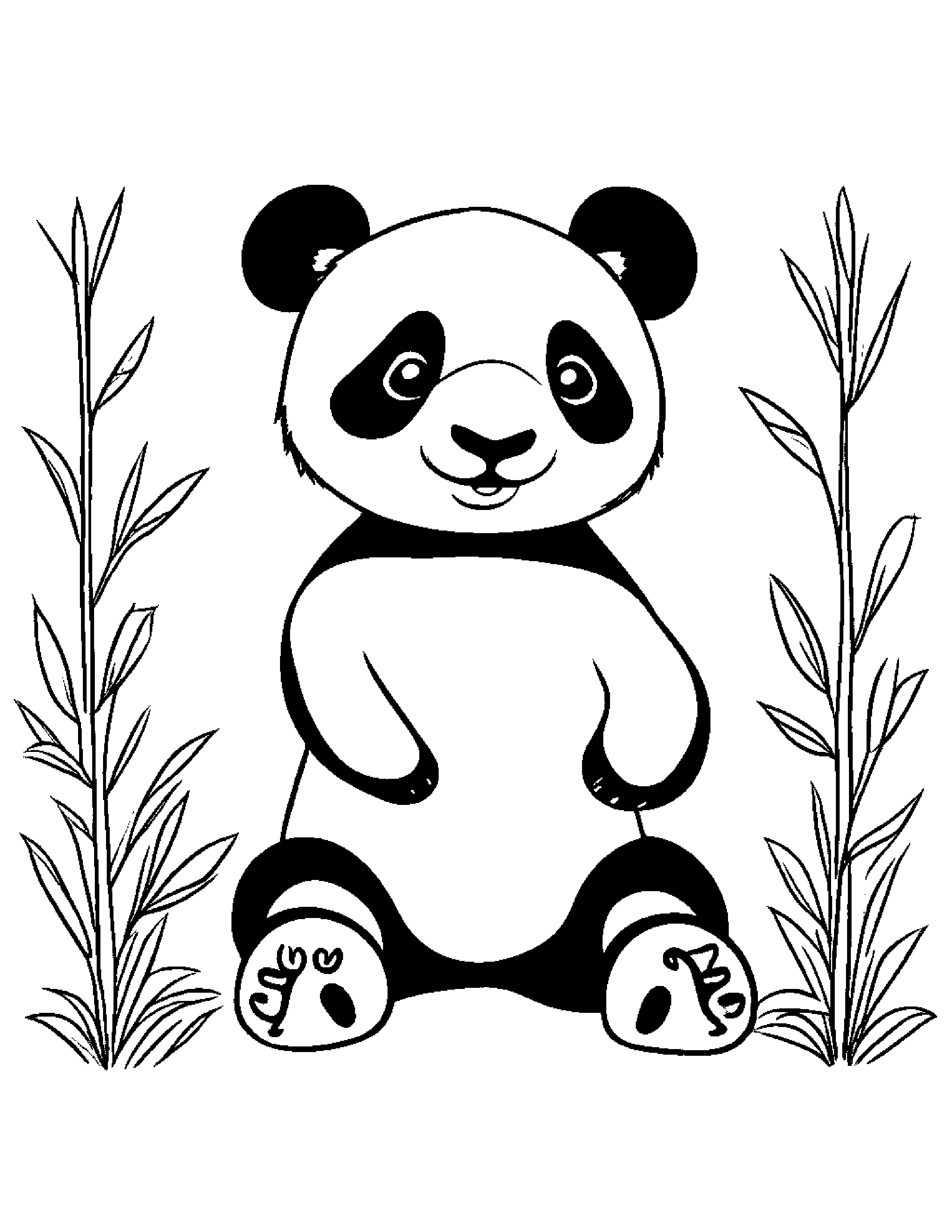 Cheerful Panda Learning To Count To Ten #4 Coloring Page (Free Printable PDF)