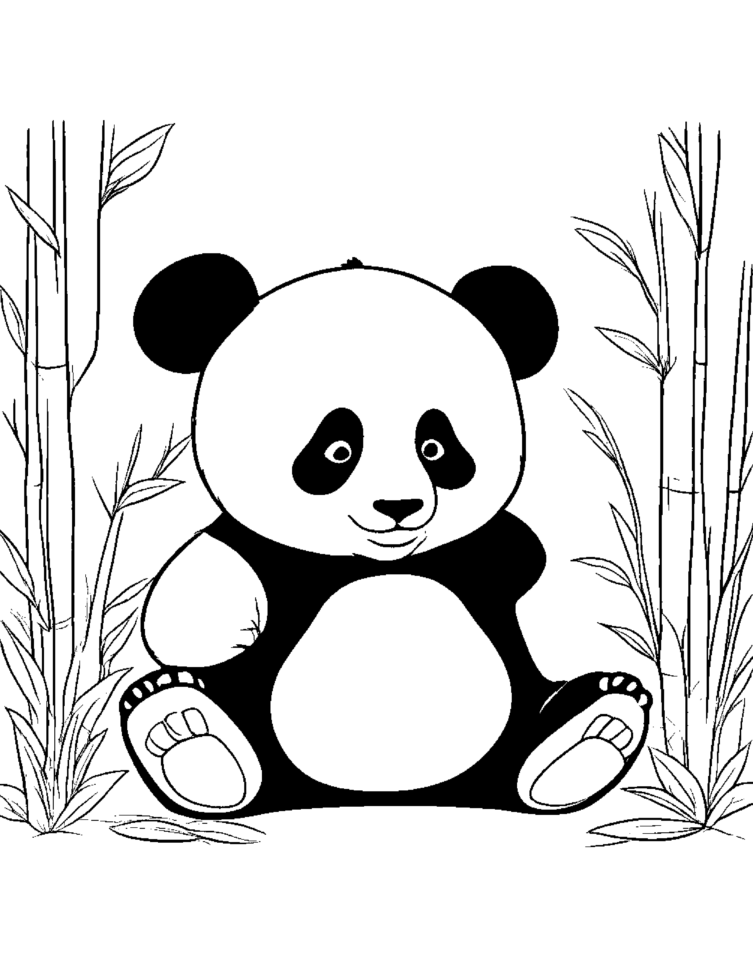 Cheerful Panda Learning To Count To Ten #5 Coloring Page (Free Printable PDF)