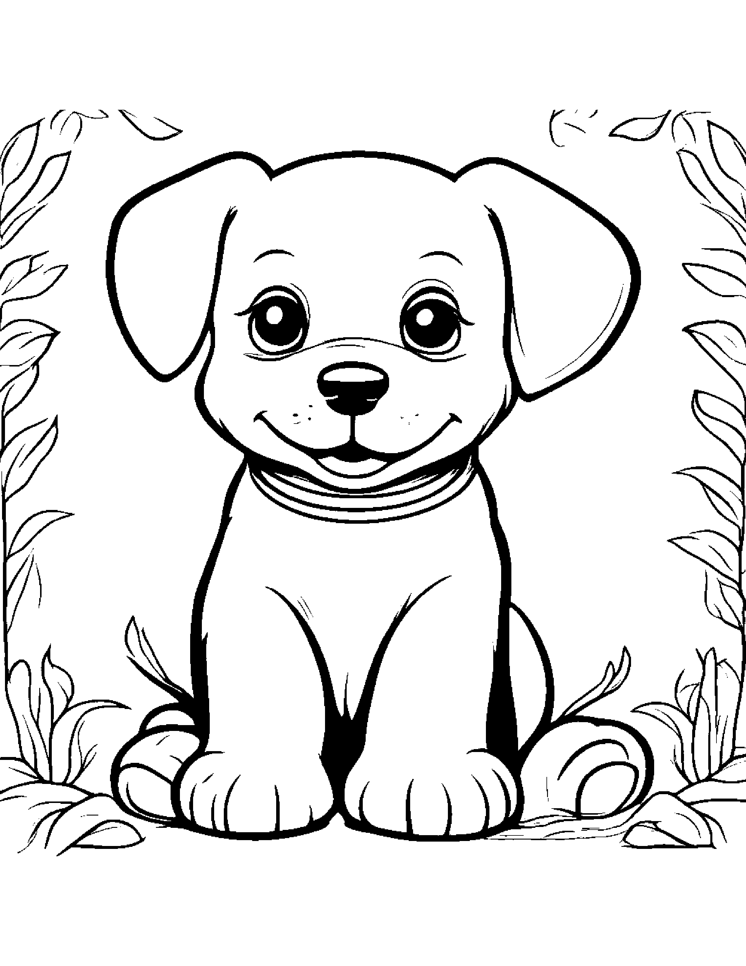 Cozy Puppy Dog Playing Pat-A-Cake #2 Coloring Page (Free Printable PDF)