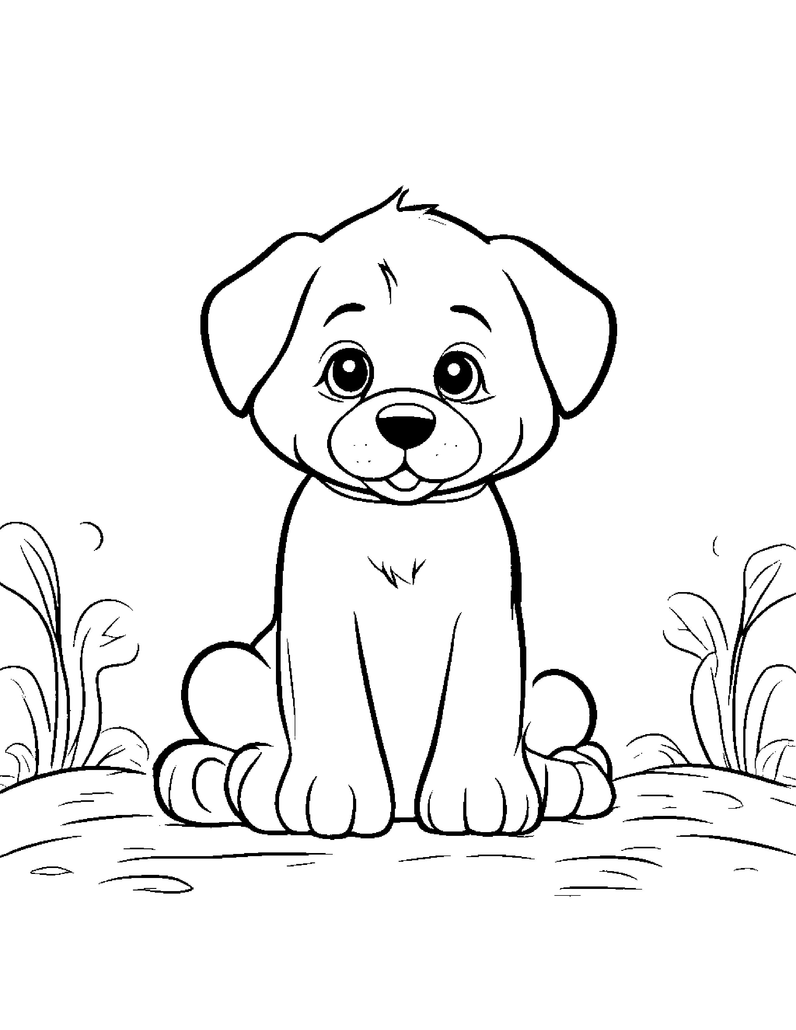 Cozy Puppy Dog Playing Pat-A-Cake #3 Coloring Page (Free Printable PDF)